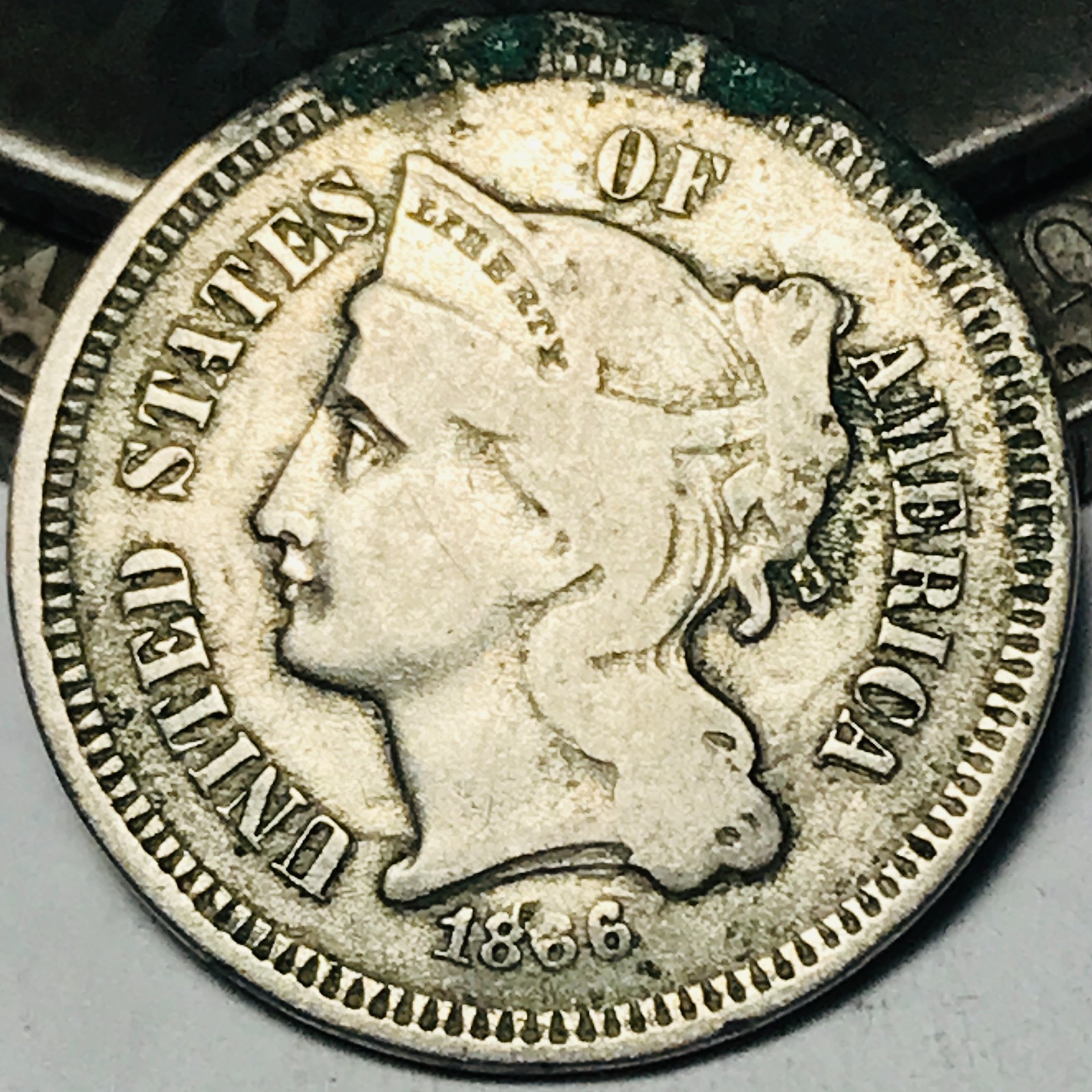 1866 Three Cent Nickel Piece 3C Ungraded Civil War Era US Coin CC31637 1866 Three Cent Nickel Piece 3C Ungraded Civil War Era US Coin CC31637