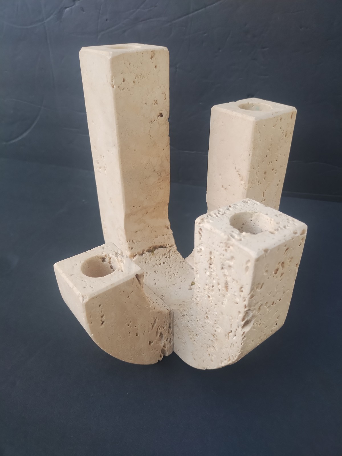 Large Signed Fratelli Mannelli Travertine 4 Arm Candelabra For RAYMOR Italy #557 Large Signed Fratelli Mannelli Travertine 4 Arm Candelabra For RAYMOR Italy #557