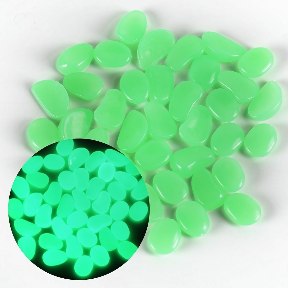 100 PCS Big Glow In The Dark Stones Pebbles Luminous Garden Aquarium Fish Tank