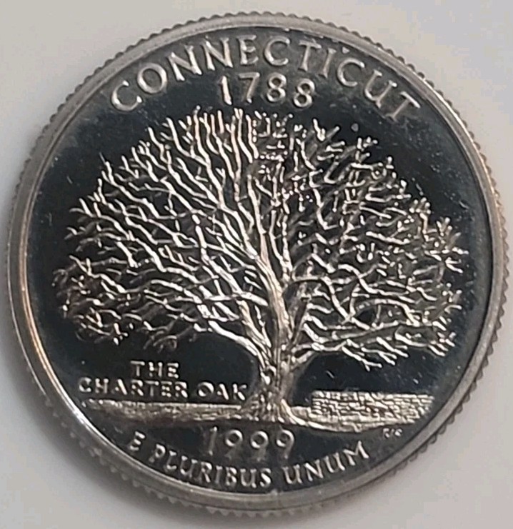 1999-S 25C U.S. State Quarter - Connecticut (Error: In Cod We Trust)