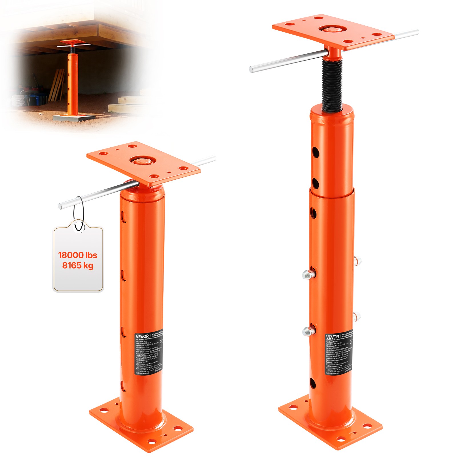 VEVOR Adjustable Floor Jack Post House Floor Leveling Lift 19