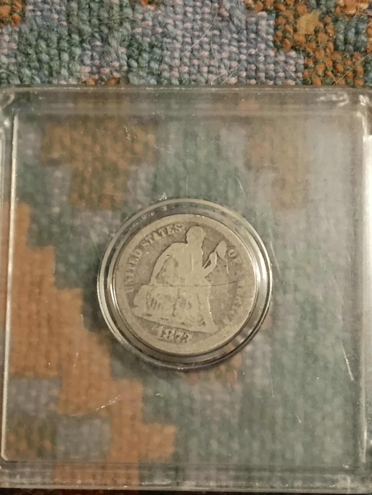 1873 Seated Liberty Dime In Protective Case 1873 Seated Liberty Dime In Protective Case