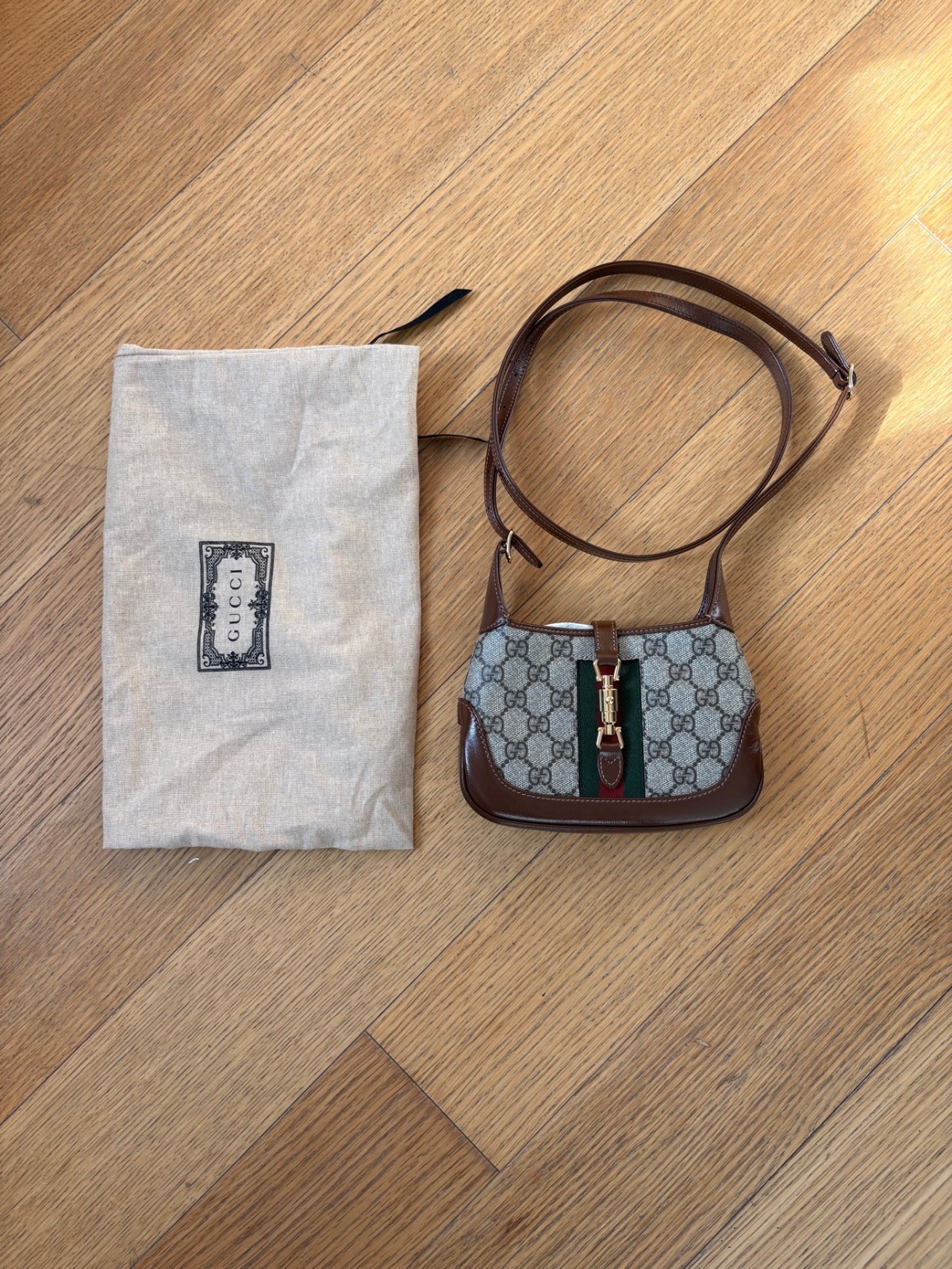Gucci Unisex Brown GG Canvas Leather Mini Shoulder Bag Gucci Unisex Brown GG Canvas Leather Mini Shoulder Bag