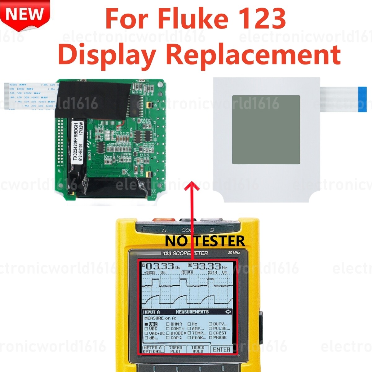 Substitute Screen For Fluke 123 Industrial Meter Tester LCD Display Repair Part