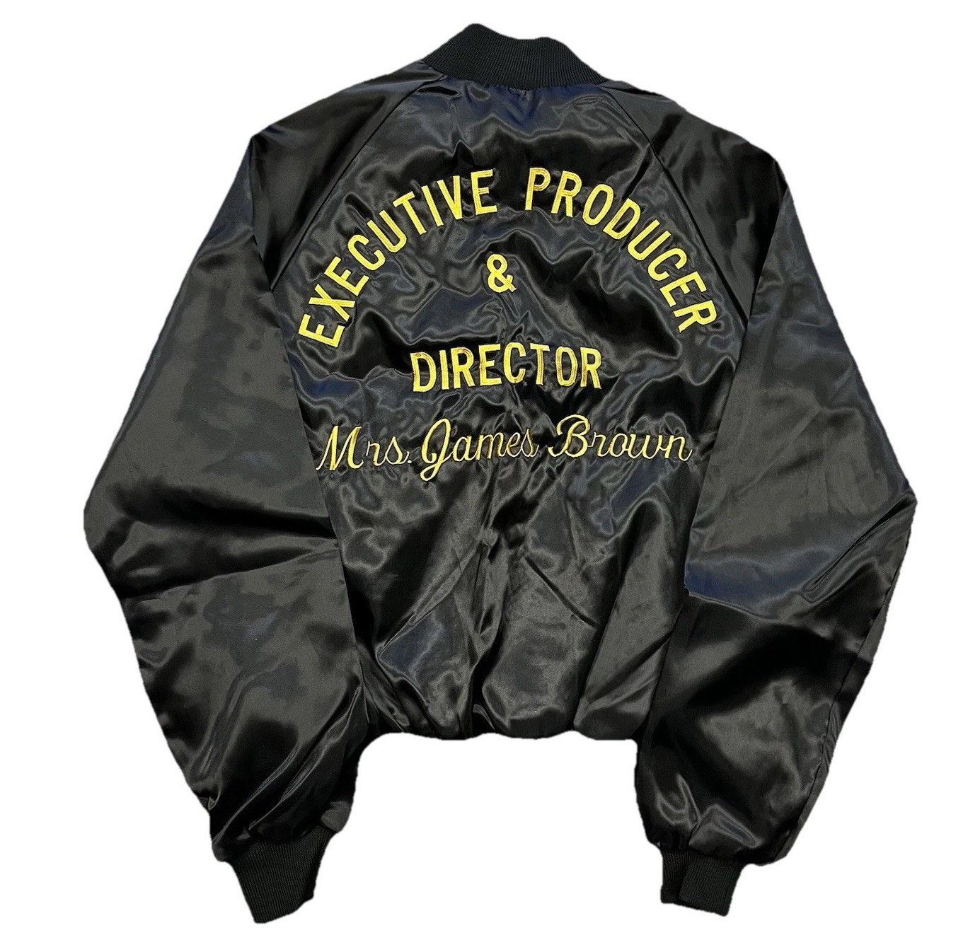VTG MRS JAMES BROWN EXECUTIVE PRODUCER DIRECTOR SATIN JACKET BOMBER BLACK M (38)