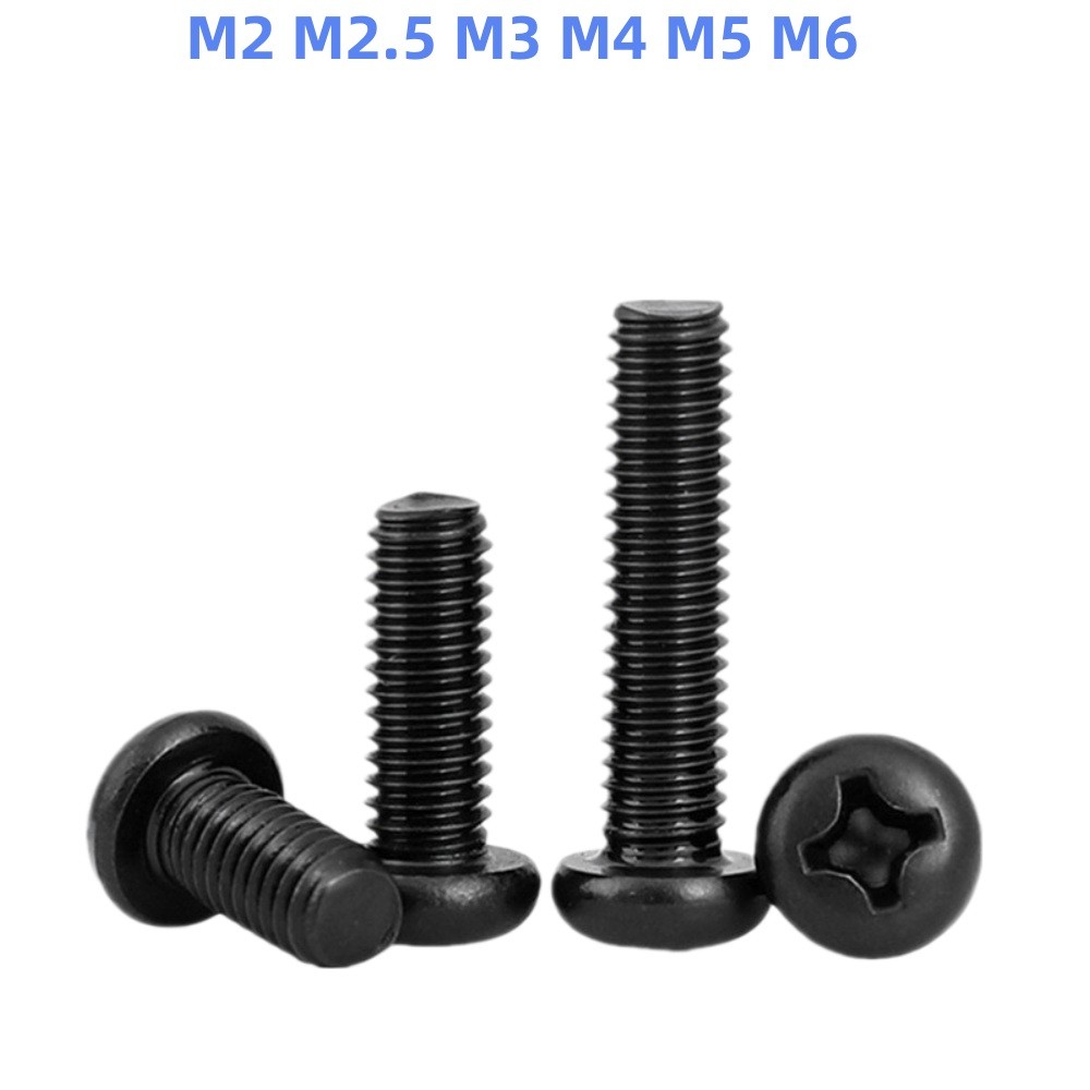1/1000pcs M2-M6 Black Stainless Steel Cross Round Phillips Pan Head Screw Bolt 1/1000pcs M2-M6 Black Stainless Steel Cross Round Phillips Pan Head Screw Bolt