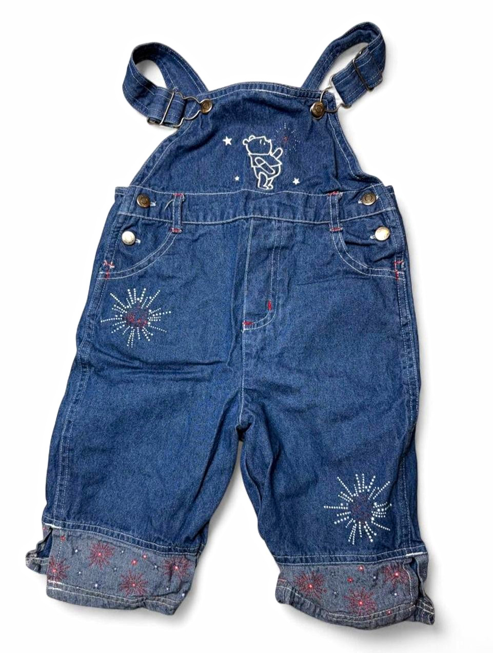 Vintage Disney Winnie the Pooh Denim Overalls 3T Embroidered Adjustable Straps