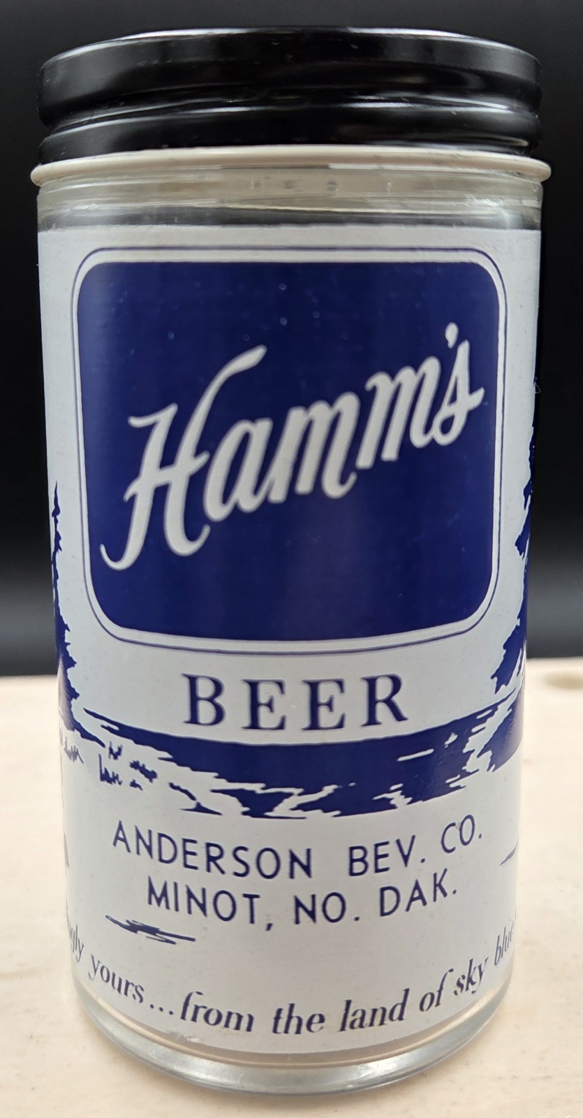 Rare Hamm's Beer Glass Salt Shaker Anderson Beverage Co Minot, North Dakota