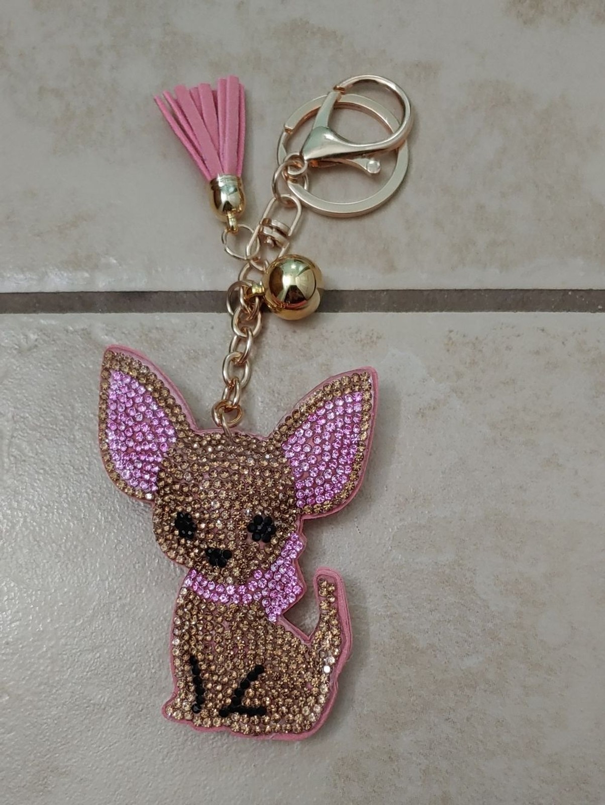 Rhinestone Chihuahua Keychain Stuffed Pink Faux Leather Purse Dog Bag Charm NWT Rhinestone Chihuahua Keychain Stuffed Pink Faux Leather Purse Dog Bag Charm NWT