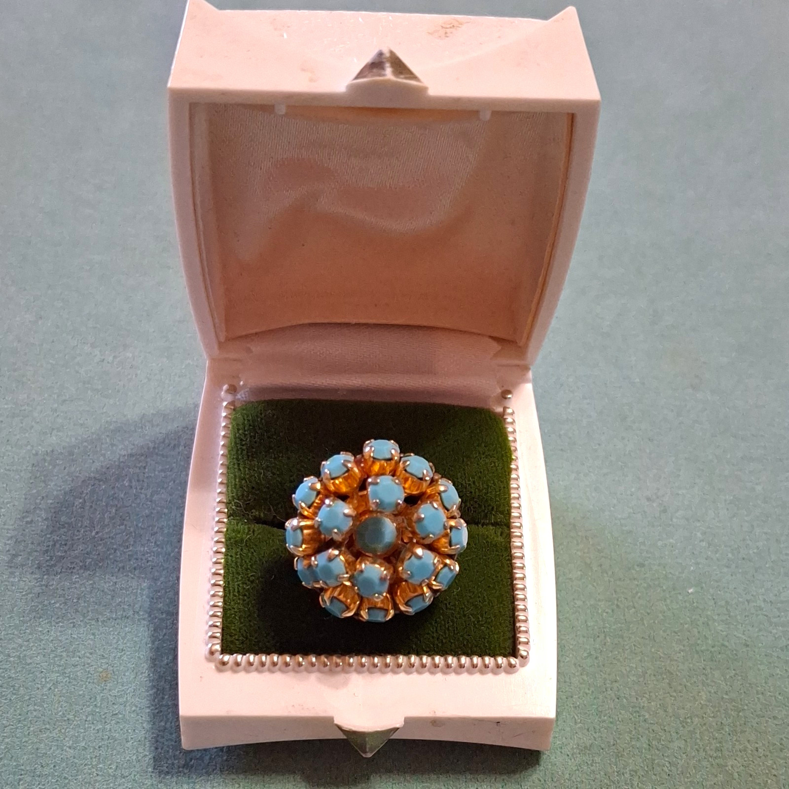 Vintage 14k Gold Fill Size 5-5.5 Mid-century Cocktail Ring with box Snazzy Vintage 14k Gold Fill Size 5-5.5 Mid-century Cocktail Ring with box Snazzy