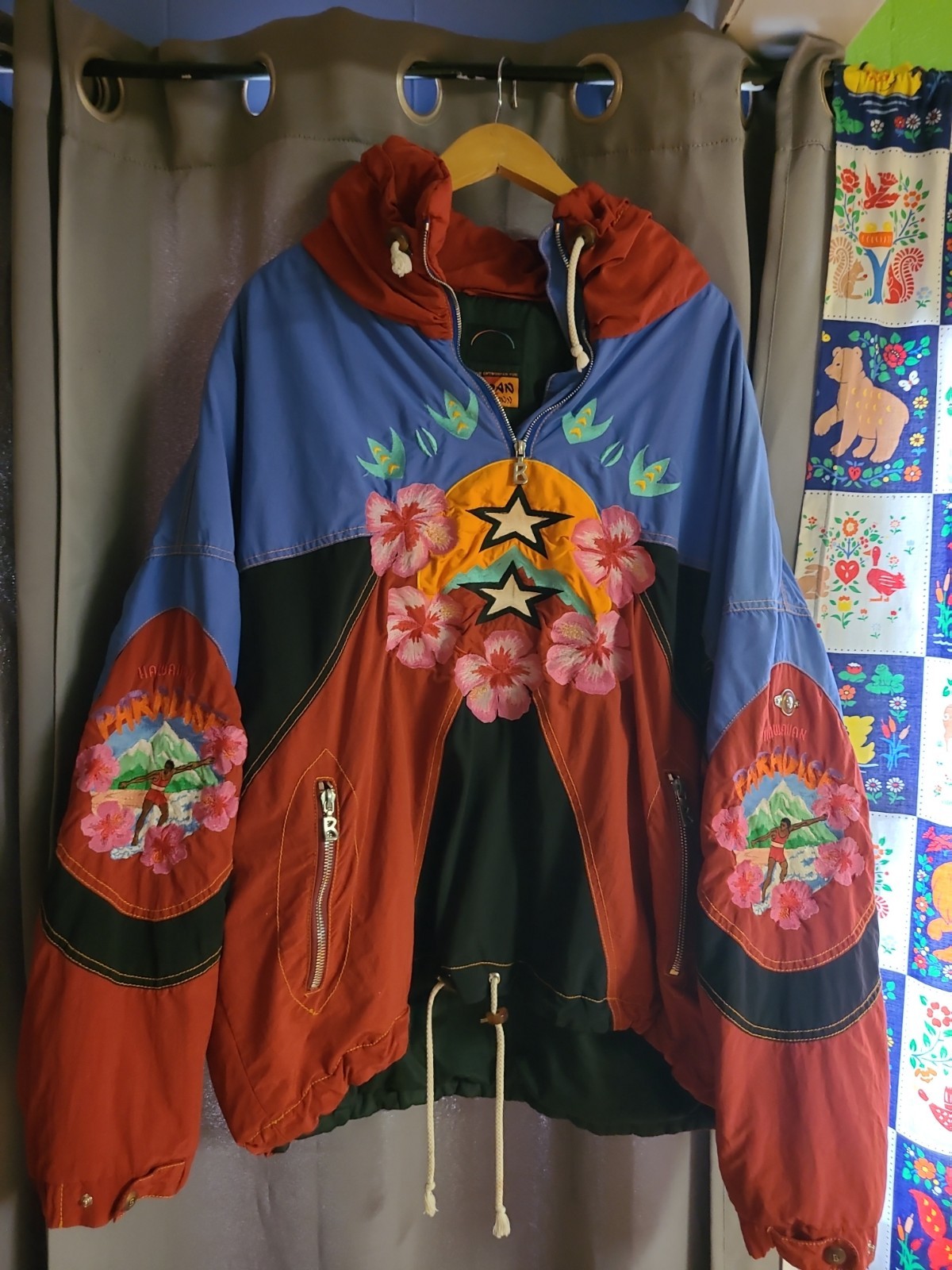 Rare 80s Vintage Bogner Goan Thylmann Embroidered Jacket  Hawaiin Surf Men\'s XL