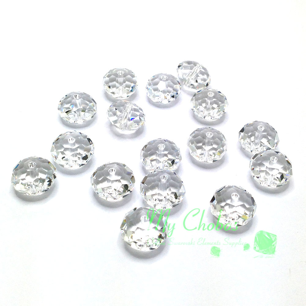 6 pcs Swarovski 5040 Briolette (Rondelles) Beads 12mm clear CRYSTAL (001)