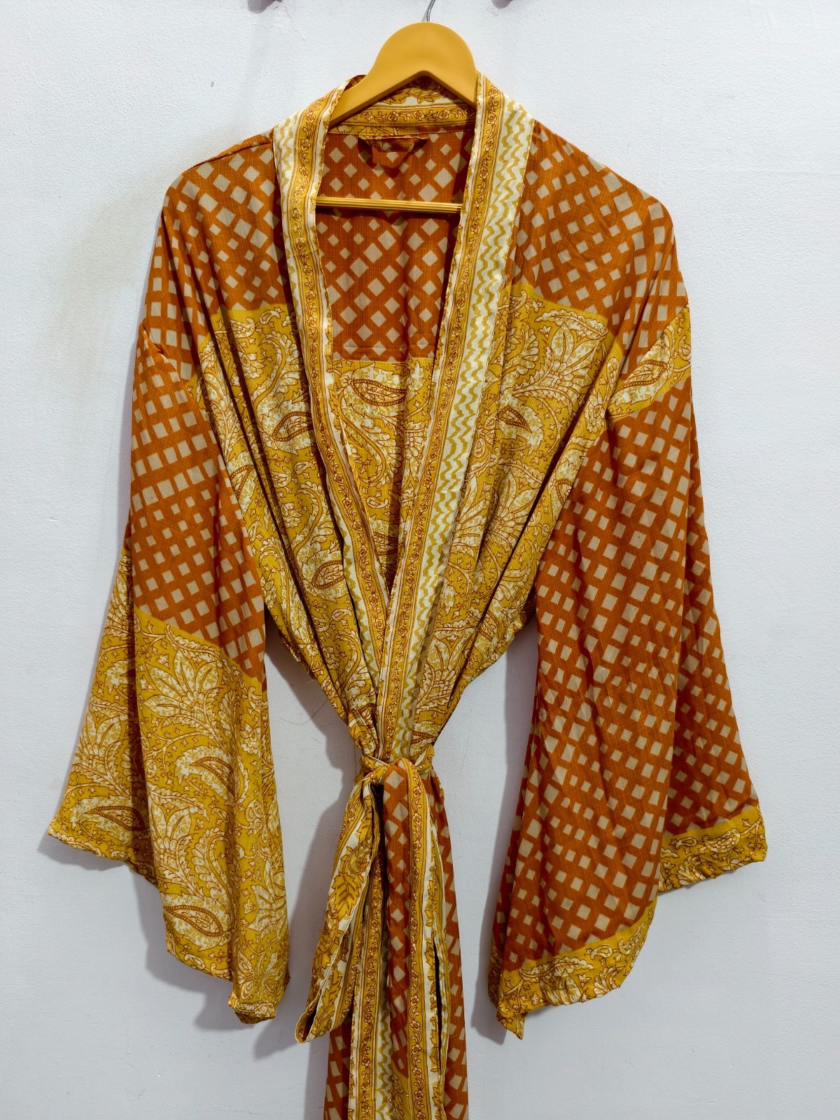 Indian Soft Ankle Length Silk Kimono Robe For Her L-91