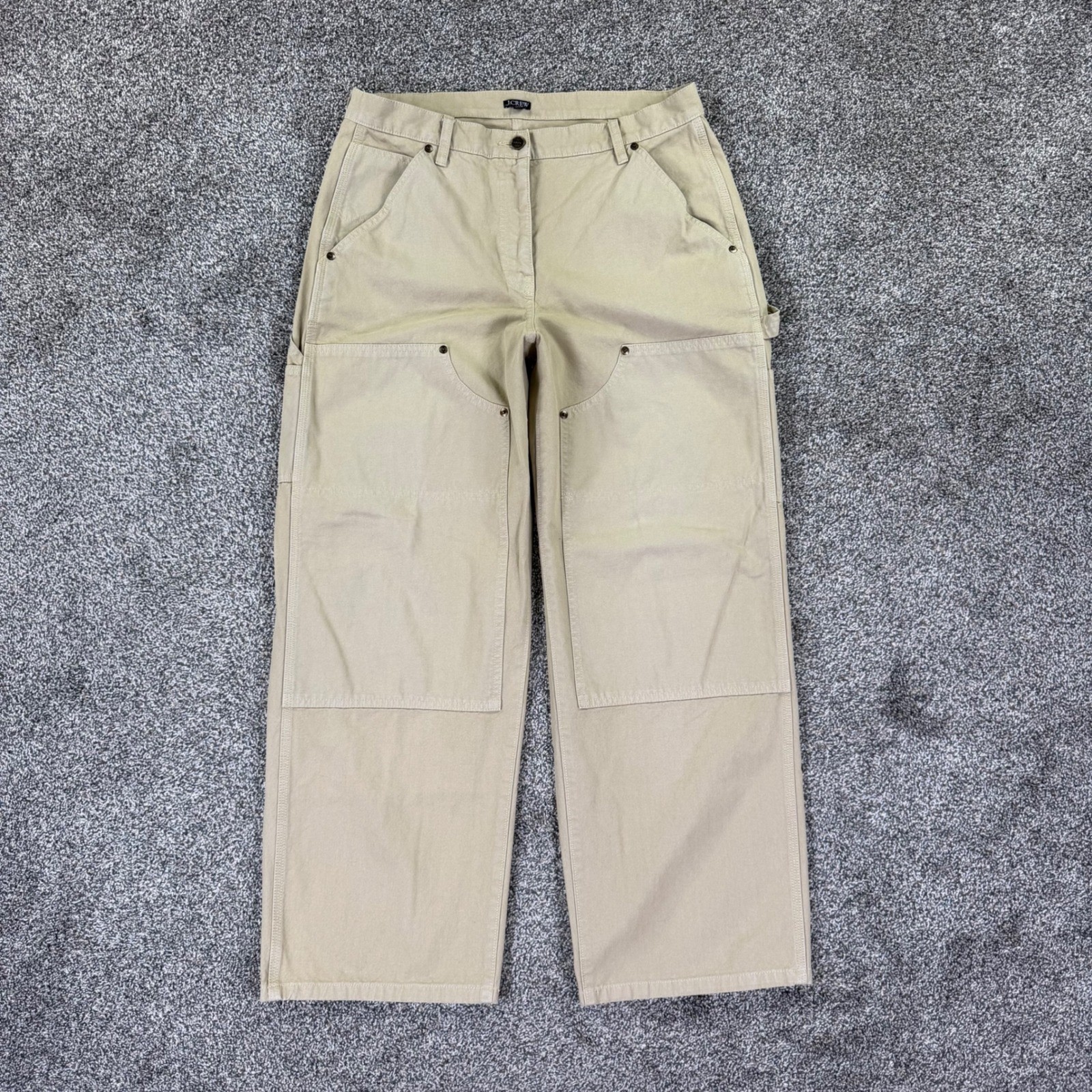 J.Crew Khaki Tan Double Knee Carpenter Pants Mens 30 Canvas Wide Leg Utility J.Crew Khaki Tan Double Knee Carpenter Pants Mens 30 Canvas Wide Leg Utility