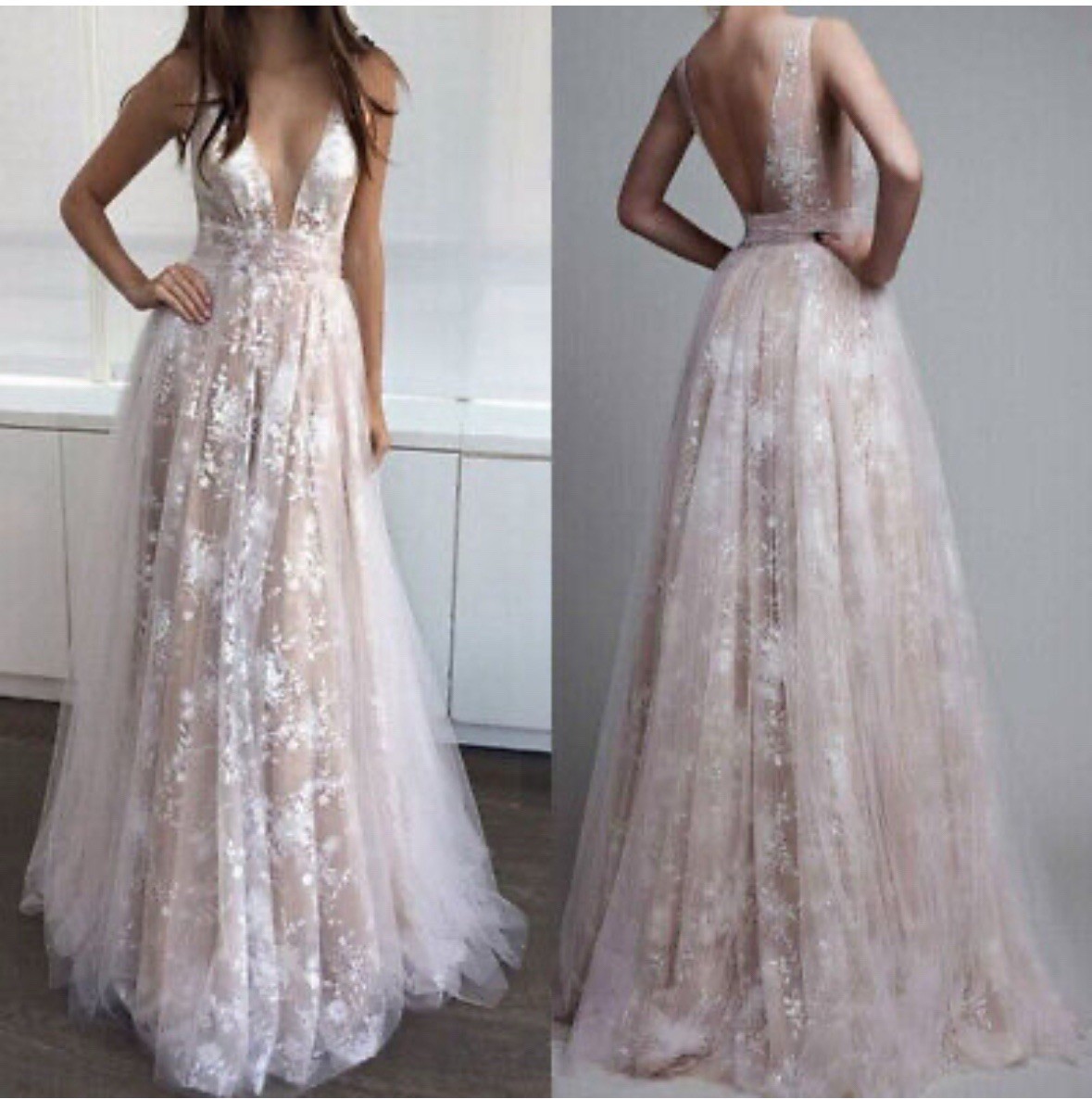 Hebeo A-Line/Princess V-neck Floor-Length Tulle Sleeveless Applique Dresses -NWT Hebeo A-Line/Princess V-neck Floor-Length Tulle Sleeveless Applique Dresses -NWT