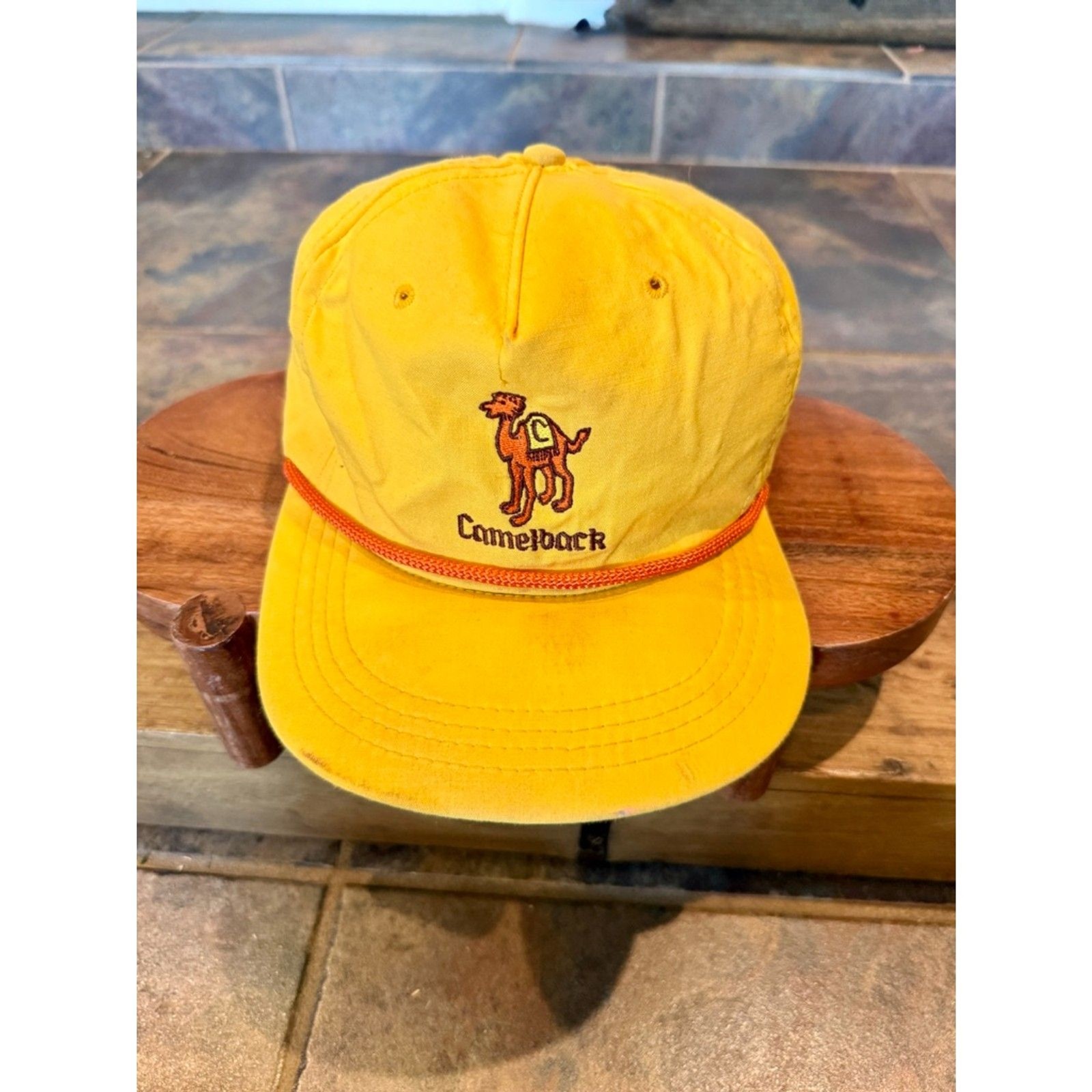 Vintage Camelback Golf Club Hat Cali-Fame Los Angeles Rope Snapback Yellow USA
