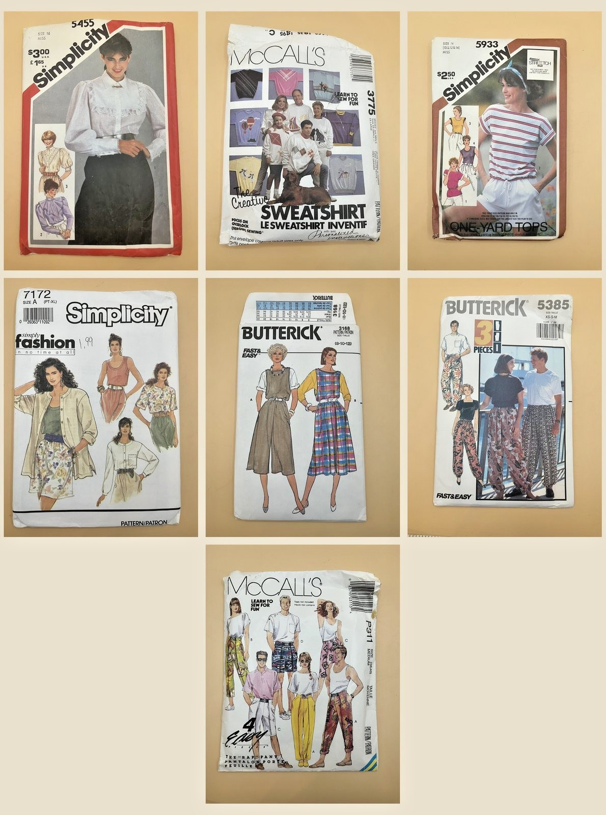 Lot 7 Womens Tops Pants Sewing Patterns 1980s 1990s Victorian Blouse Sweatshirt Lot 7 Womens Tops Pants Sewing Patterns 1980s 1990s Victorian Blouse Sweatshirt
