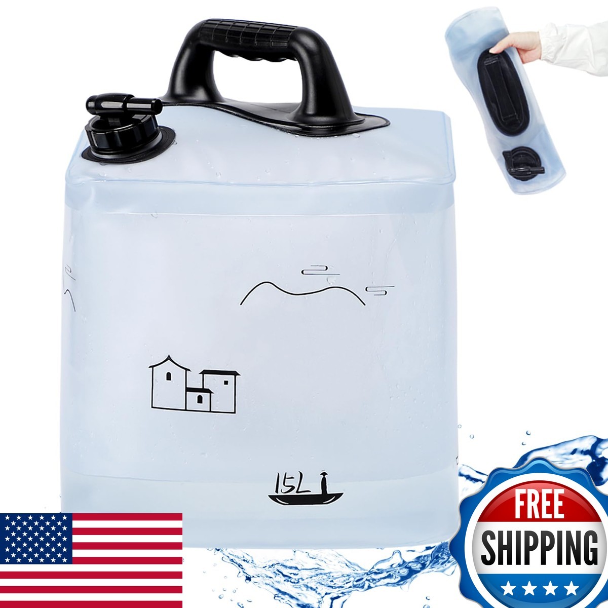 Deiris 3.96 Gallon Collapsible Water Container with Spigot BPA Free Camping Deiris 3.96 Gallon Collapsible Water Container with Spigot BPA Free Camping