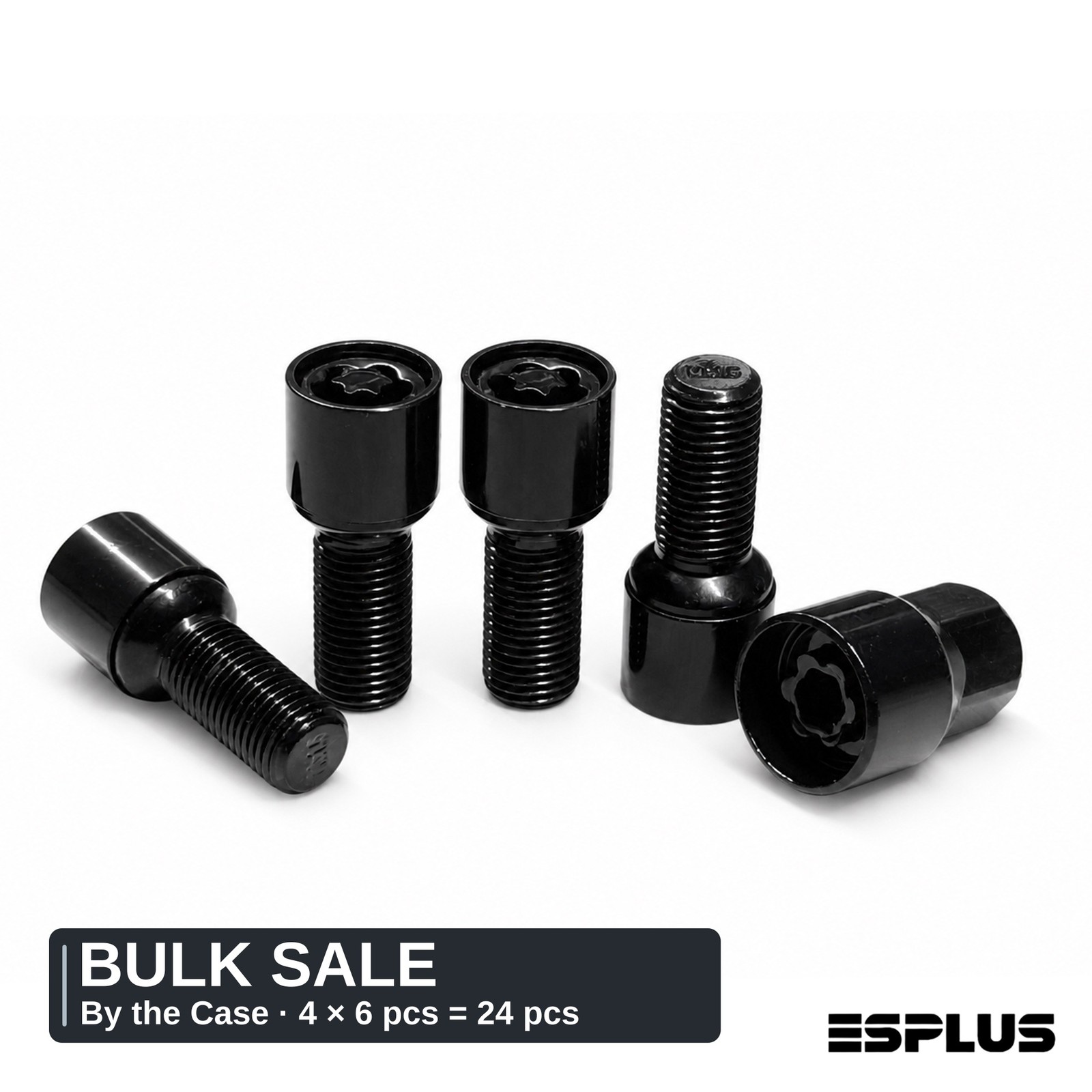 24 Pcs Black M14x1.5 Ball Seat Wheel Locks Bulk 4 Boxes x 6 for Volkswagen Jetta