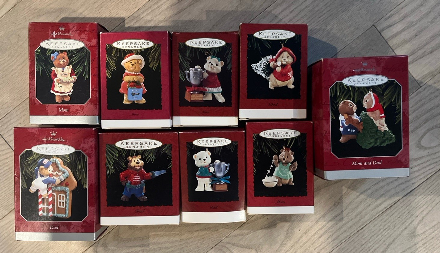 NIB Lot of 9 Vintage Hallmark Keepsake Ornaments Animal Mom & Dad 1993-1998 NIB Lot of 9 Vintage Hallmark Keepsake Ornaments Animal Mom & Dad 1993-1998