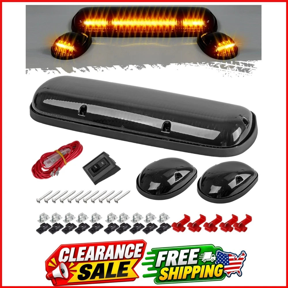 3PCS 30LED Cab Marker Roof Running Lights Assembly Compatible with Silverado/...