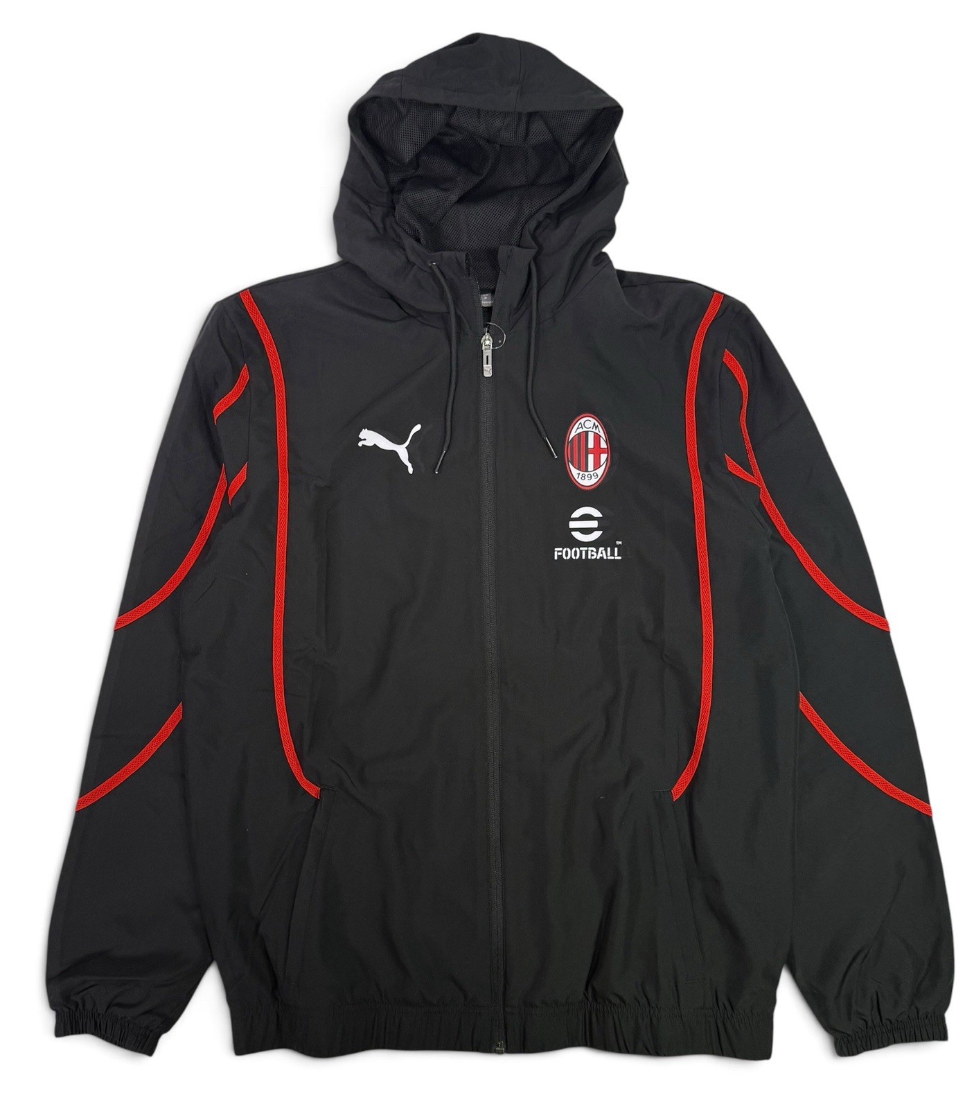 PUMA AC Milan Soccer $100 Pre-match Woven Jacket BLACK 777716 04 Men\'s MEDIUM M
