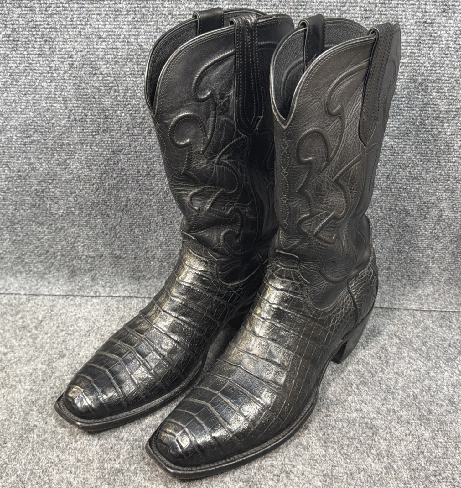 Lucchese 1883 Charles Boots Black Ultra Belly Caiman  Size 11 D