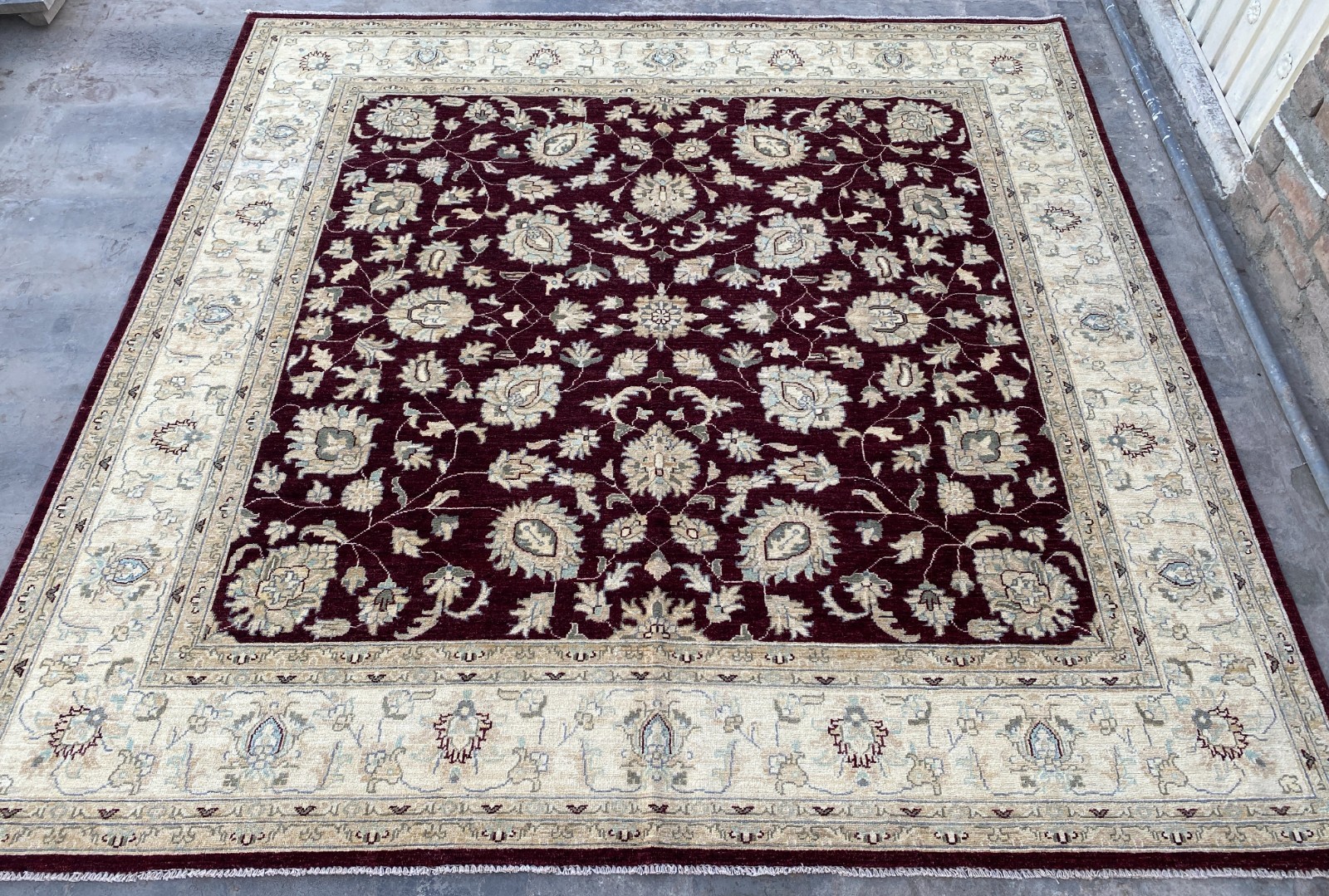 8x8 ft Square Geometric Afghan Ziegler Oushak Turkish Traditional Afghan Carpet