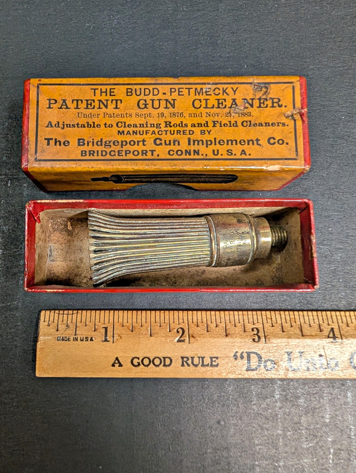 Budd-Petmecky Gun Cleaner in Original Box Bridgeport Gun Implement Antique 1890s