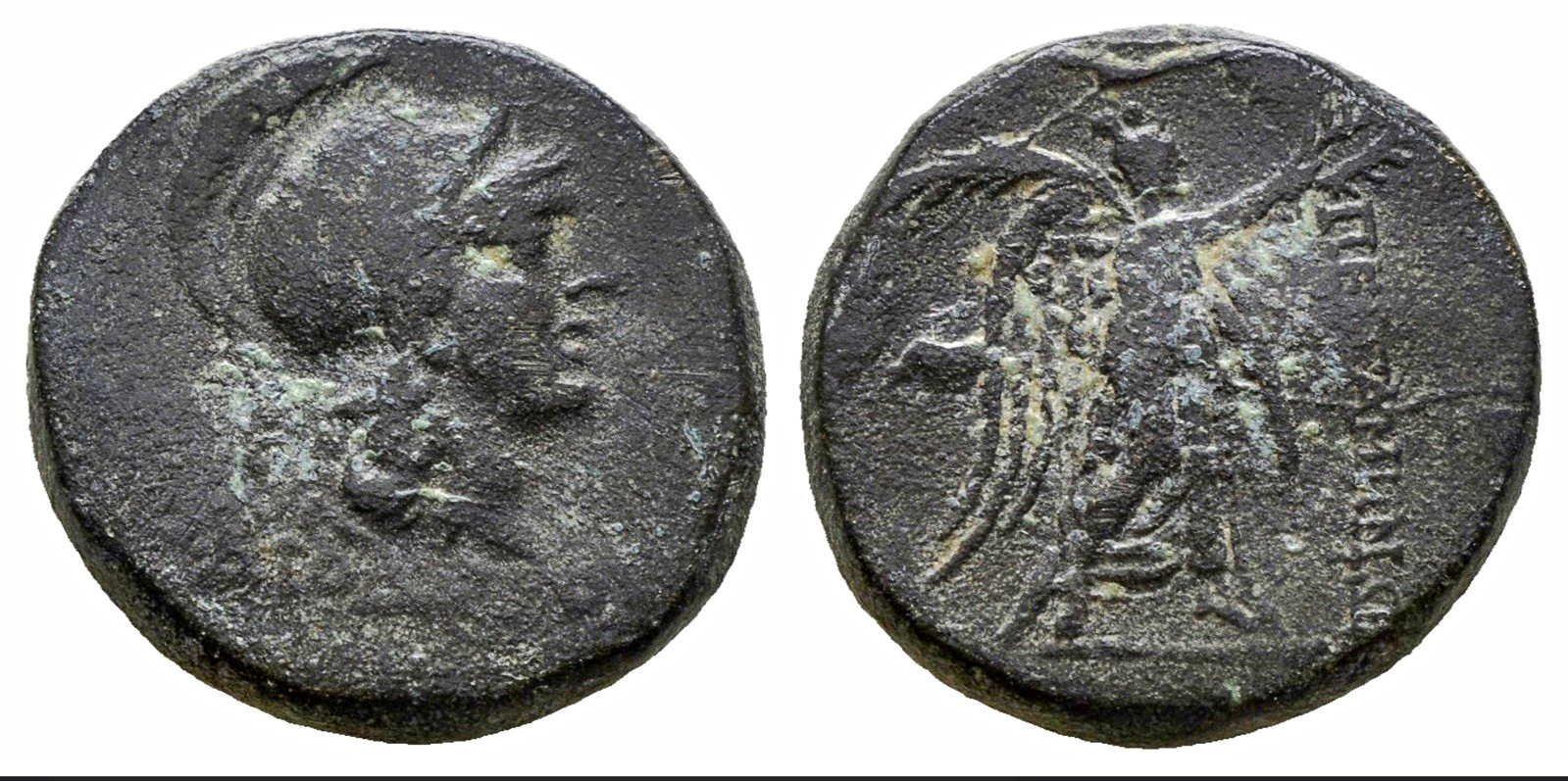Mysia Pergamon AE Bronze 2nd C BC Athena Nike Diodoros Ancient Greek Coin
