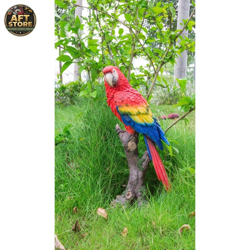 Hi-Line Gift Ltd. Parrot on Branch Statue - Vibrant Garden Decor
