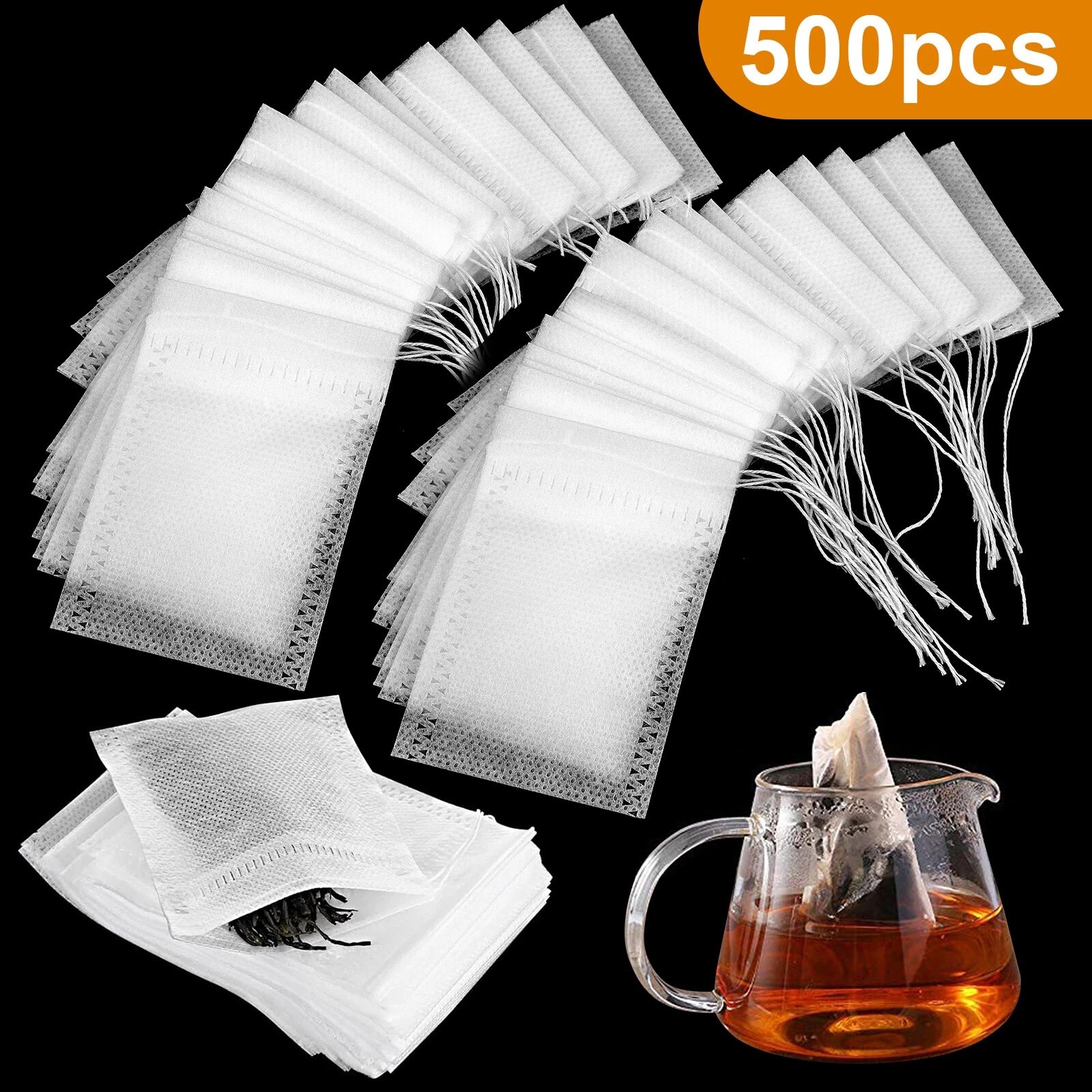 500pcs Disposable Empty Tea Bag Drawstring Seal Teabags Loose Leaf Tea Filters 500pcs Disposable Empty Tea Bag Drawstring Seal Teabags Loose Leaf Tea Filters