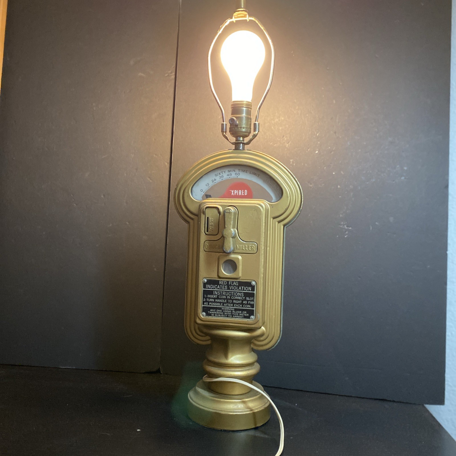 Vintage 1960 DUNCAN MILLER Original Working Coin Operated Parking Meter Lamp Vintage 1960 DUNCAN MILLER Original Working Coin Operated Parking Meter Lamp