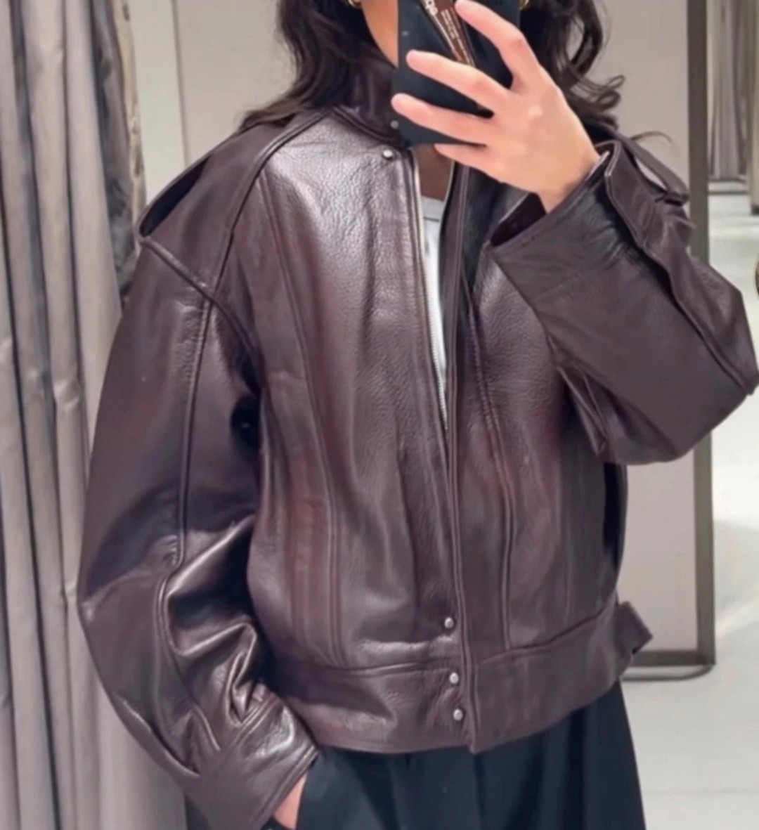 Zara maroon 100% LEATHER BOMBER JACKET ZW COLLECTION LIMITED EDITION Size S Zara maroon 100% LEATHER BOMBER JACKET ZW COLLECTION LIMITED EDITION Size S