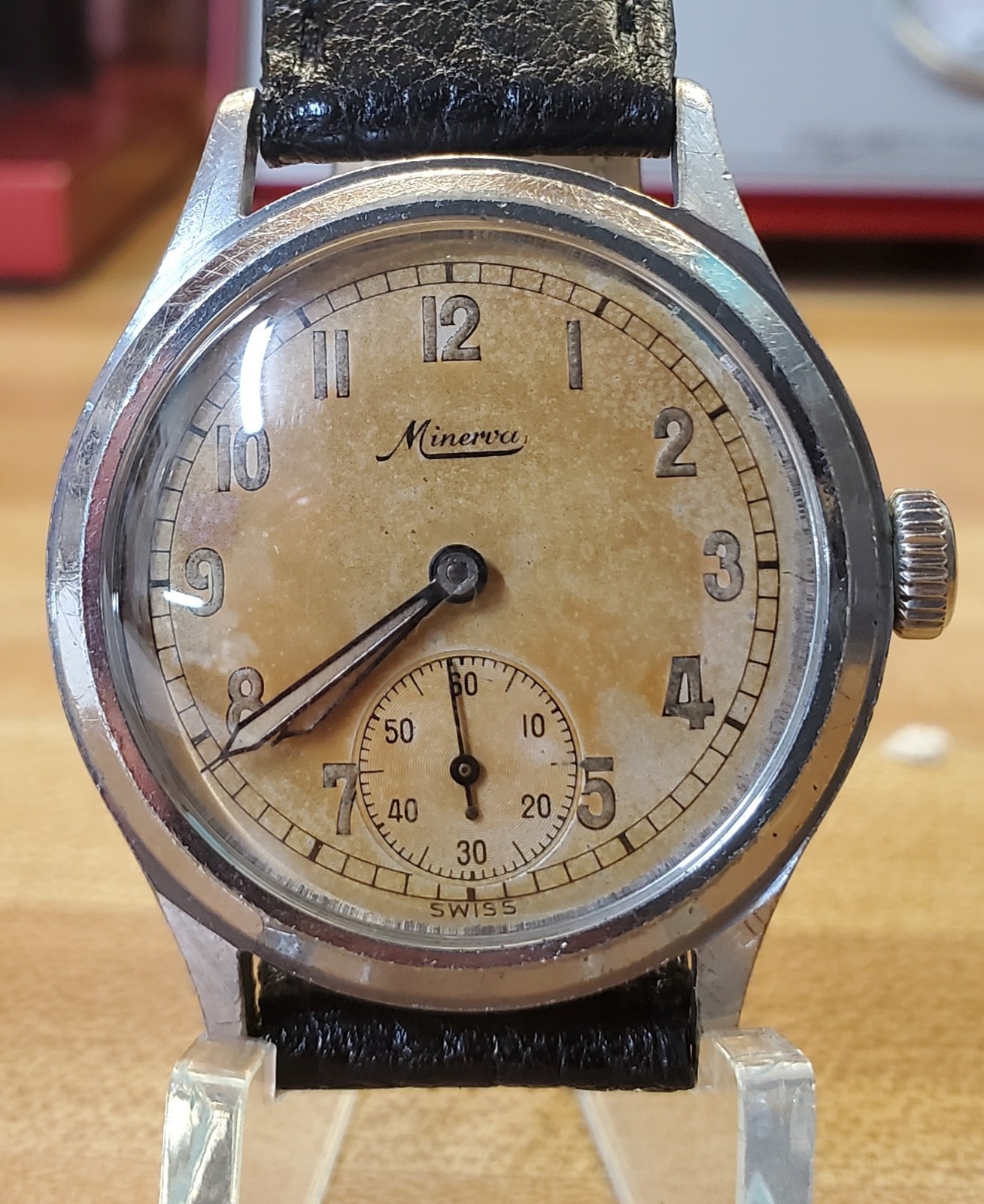 Vintage Minerva Manual Wind Rare German Military Watch D H 40s