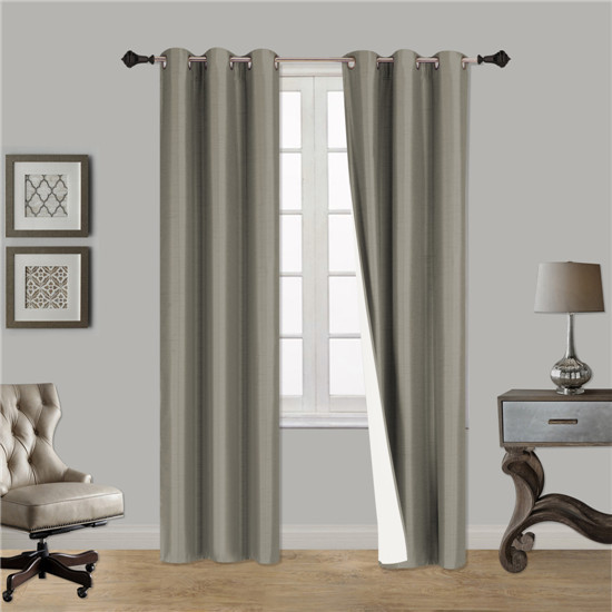 2 PANELS ANTIQUE GROMMETS SILK WINDOW CURTAINS FOAM LINED BLACKOUT ROOM DARK K72