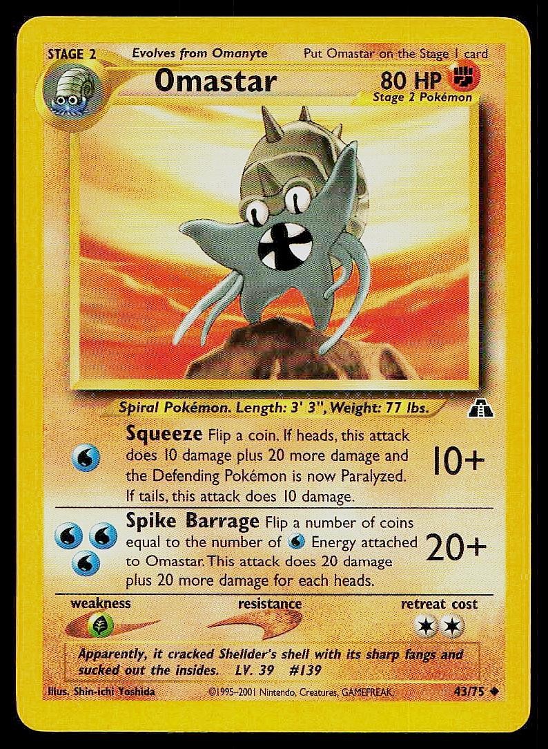 Pokemon Card Neo Discovery Omastar 43/75 Unlimited Uncommon Pokemon Card Neo Discovery Omastar 43/75 Unlimited Uncommon