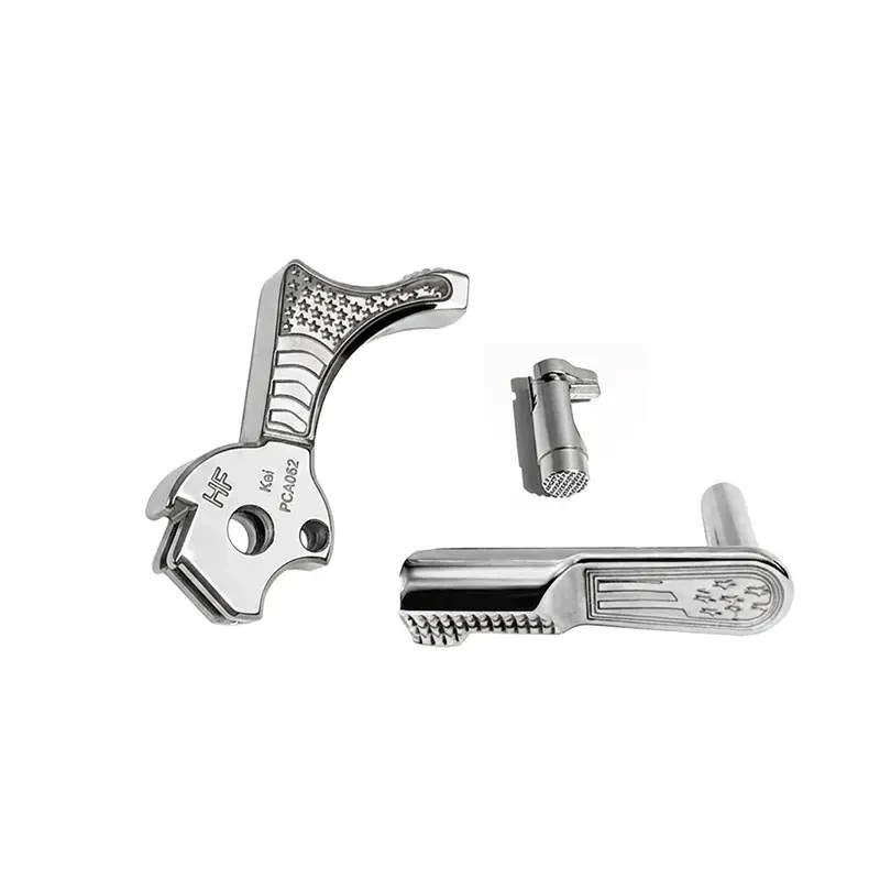 1911 Component Upgrade Set – Bright Nckel-Plated Hammer, Slide Stop, Mag Release