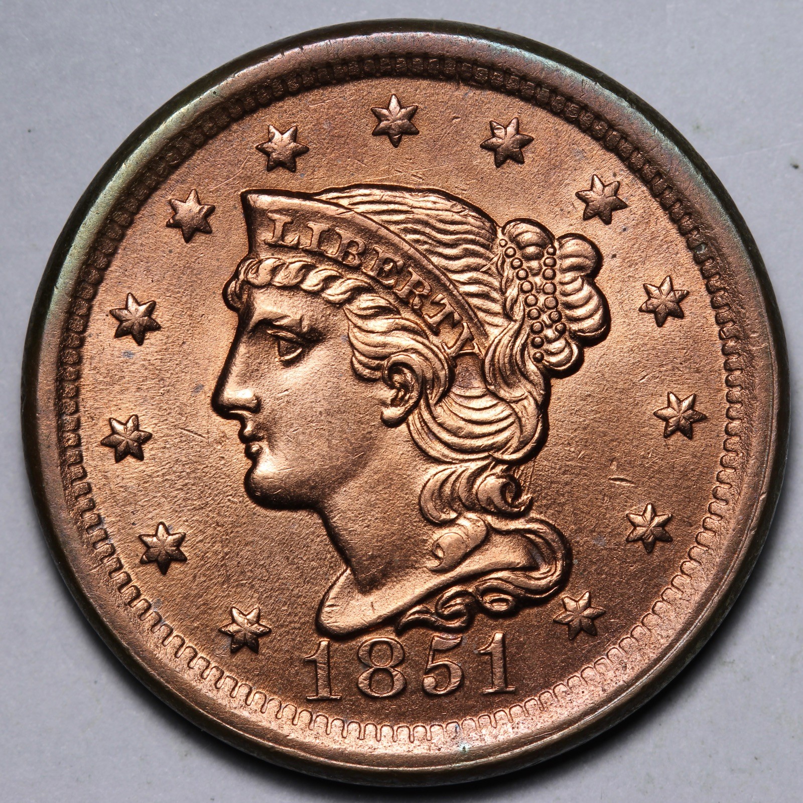 1851 Braided Hair Large Cent BU *UNCIRCULATED* MS E122 WAQCHM