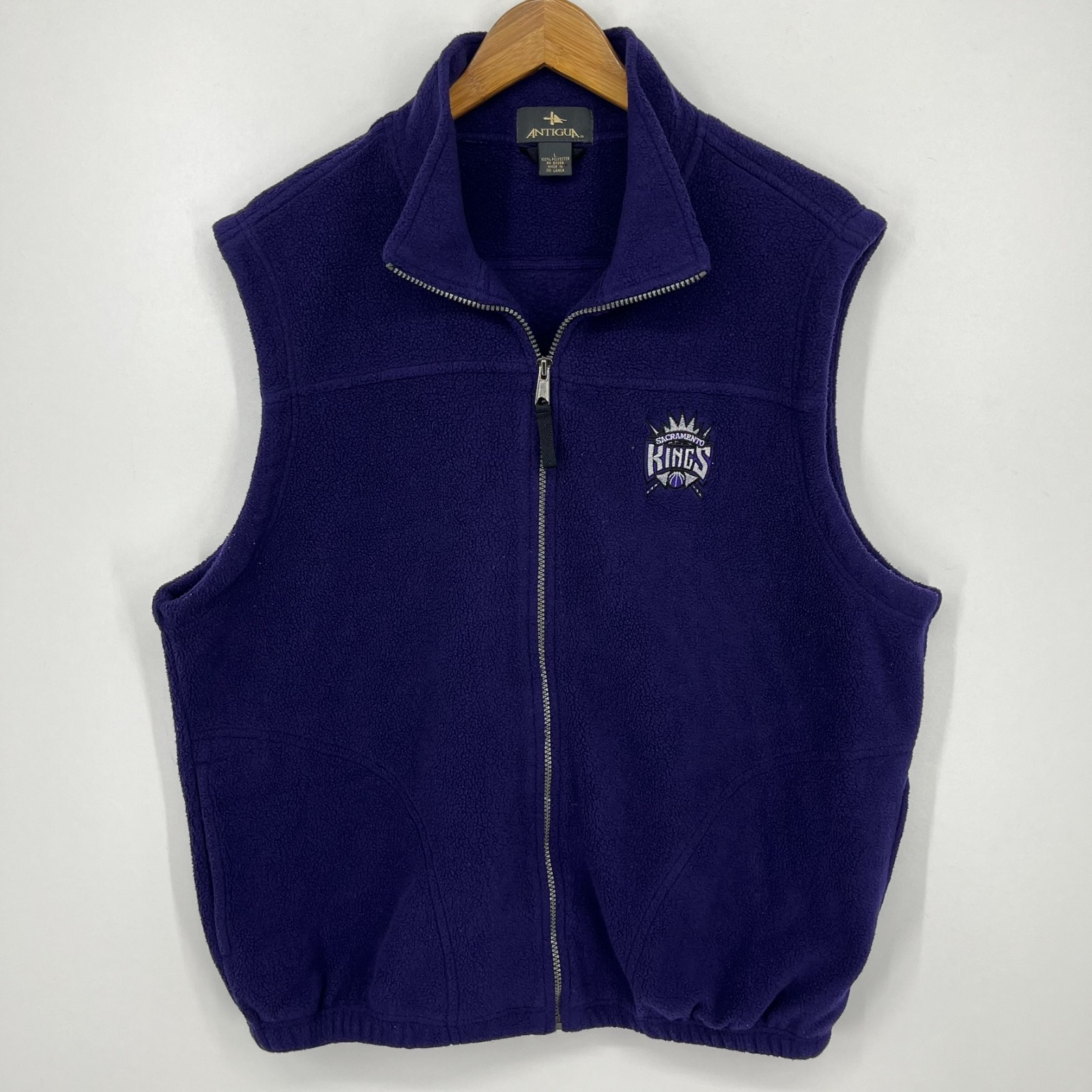 Sacramento Kings Basketball Fleece Vest Men\'s Size L Purple Vtg Y2K Antigua