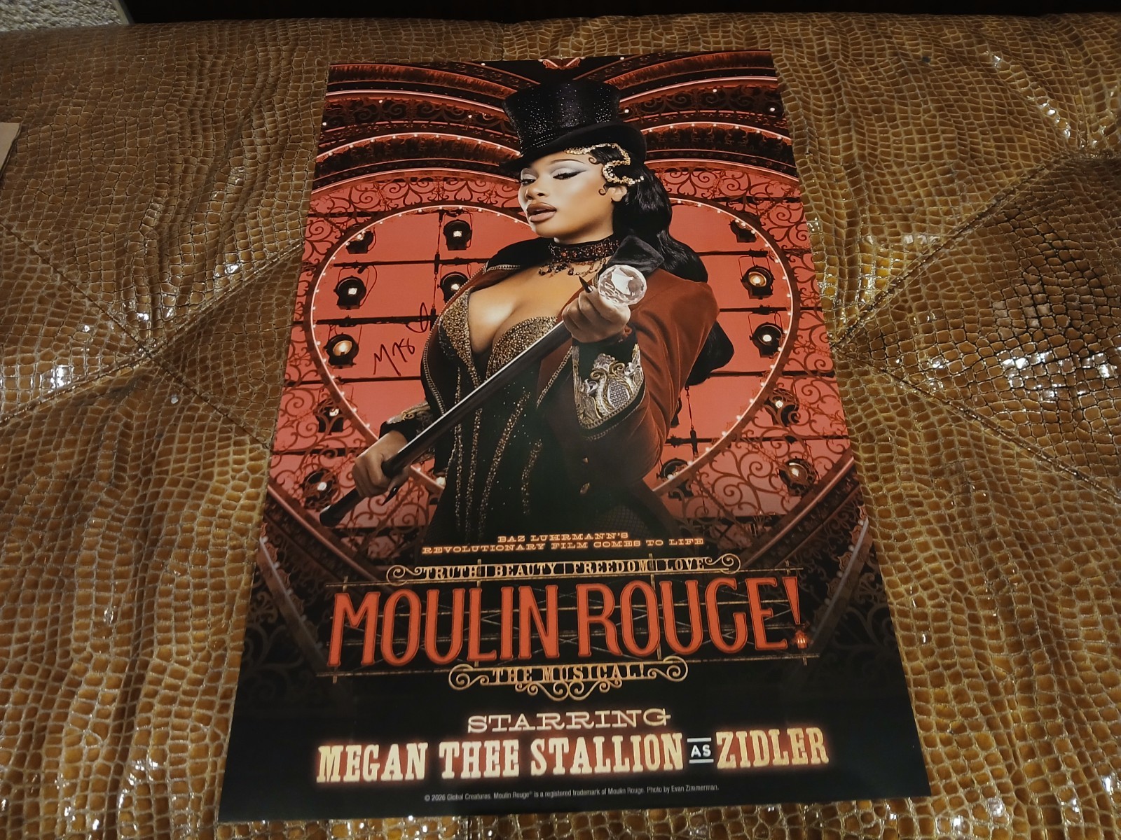 Megan Thee Stallion autographed 14x22 Moulin Rouge Broadway Window Card Megan Thee Stallion autographed 14x22 Moulin Rouge Broadway Window Card