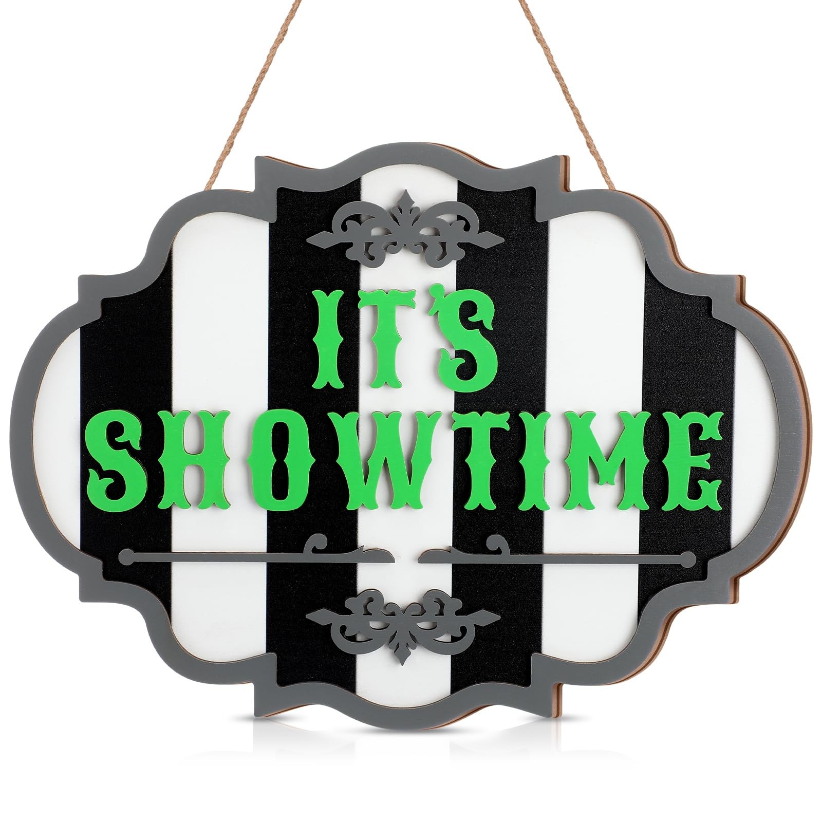 Yousoontic It\'s Showtime Halloween Door Sign 7.9 x 5.9 inches, black, green Yousoontic It\'s Showtime Halloween Door Sign 7.9 x 5.9 inches, black, green