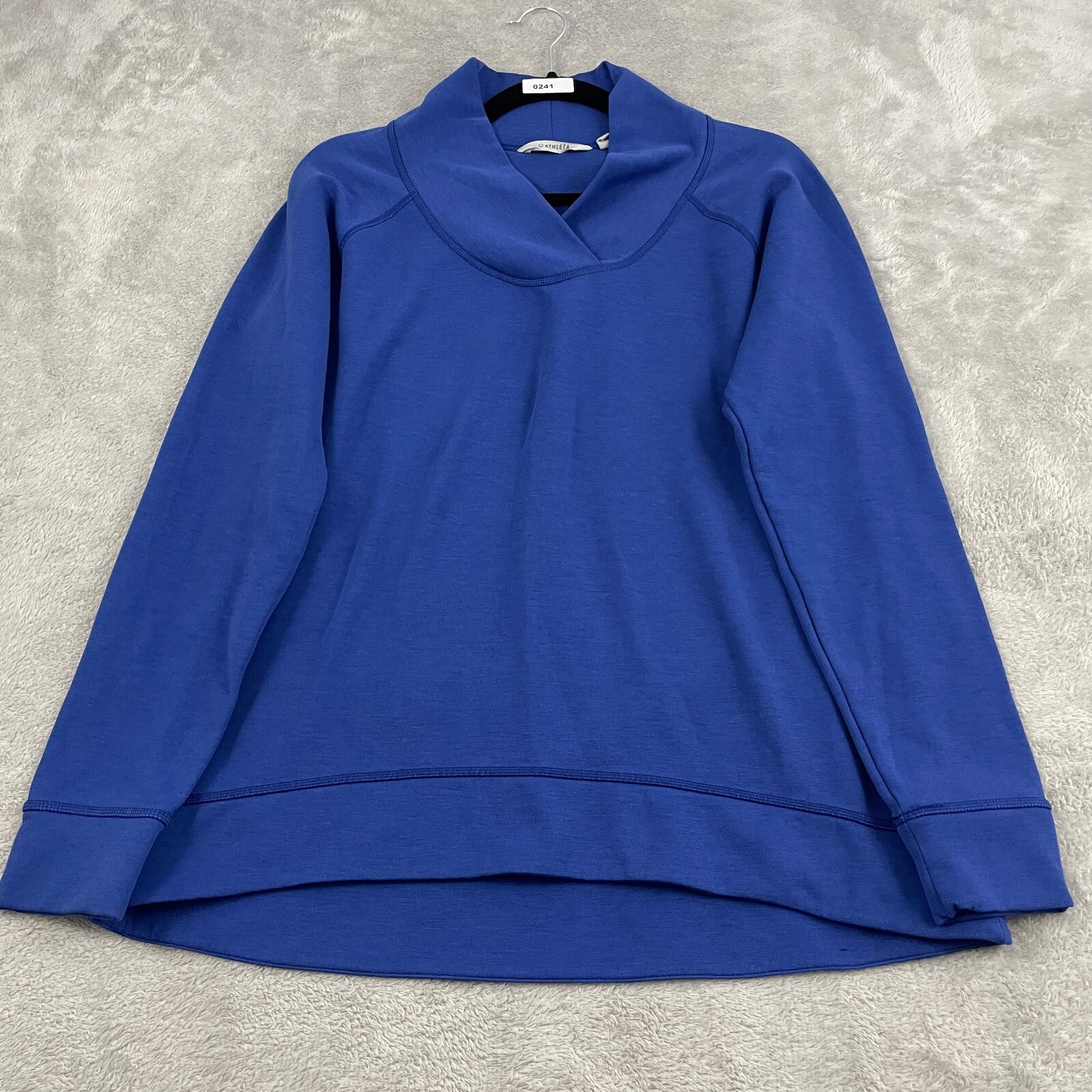 Athleta Wool Blend Pullover Sweater Women L Blue Cowl Neck Active Casual Outdoor