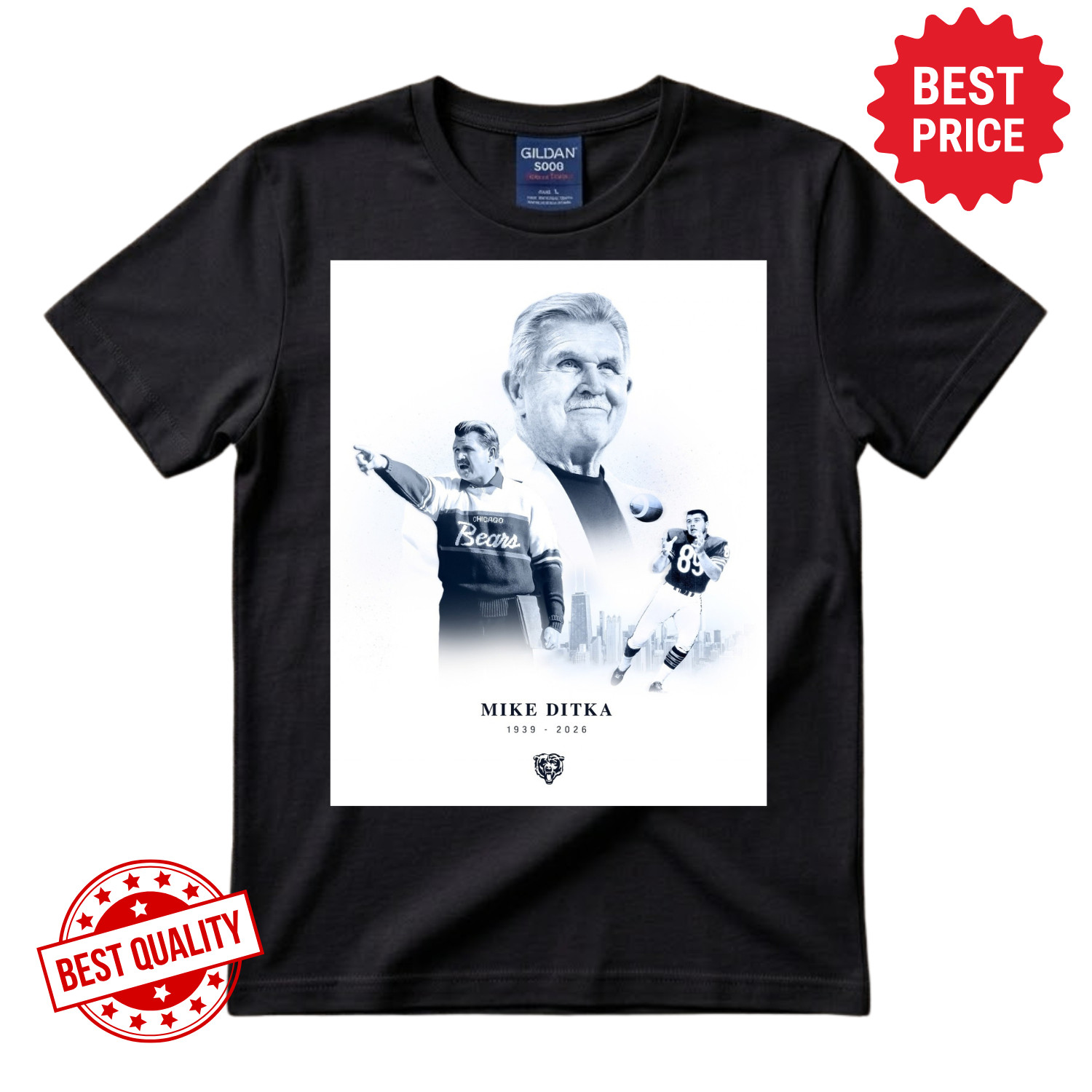 Mike Ditka Chicago Bears Memorial T Shirt 1939-2026 Football Fanmade Tee