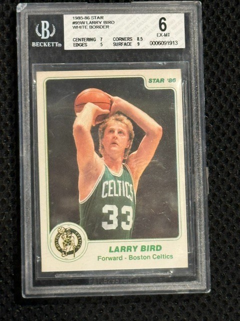 1985-86 Star #95W Larry Bird White Border BGS 6 EX-MT Boston Celtics HOF 