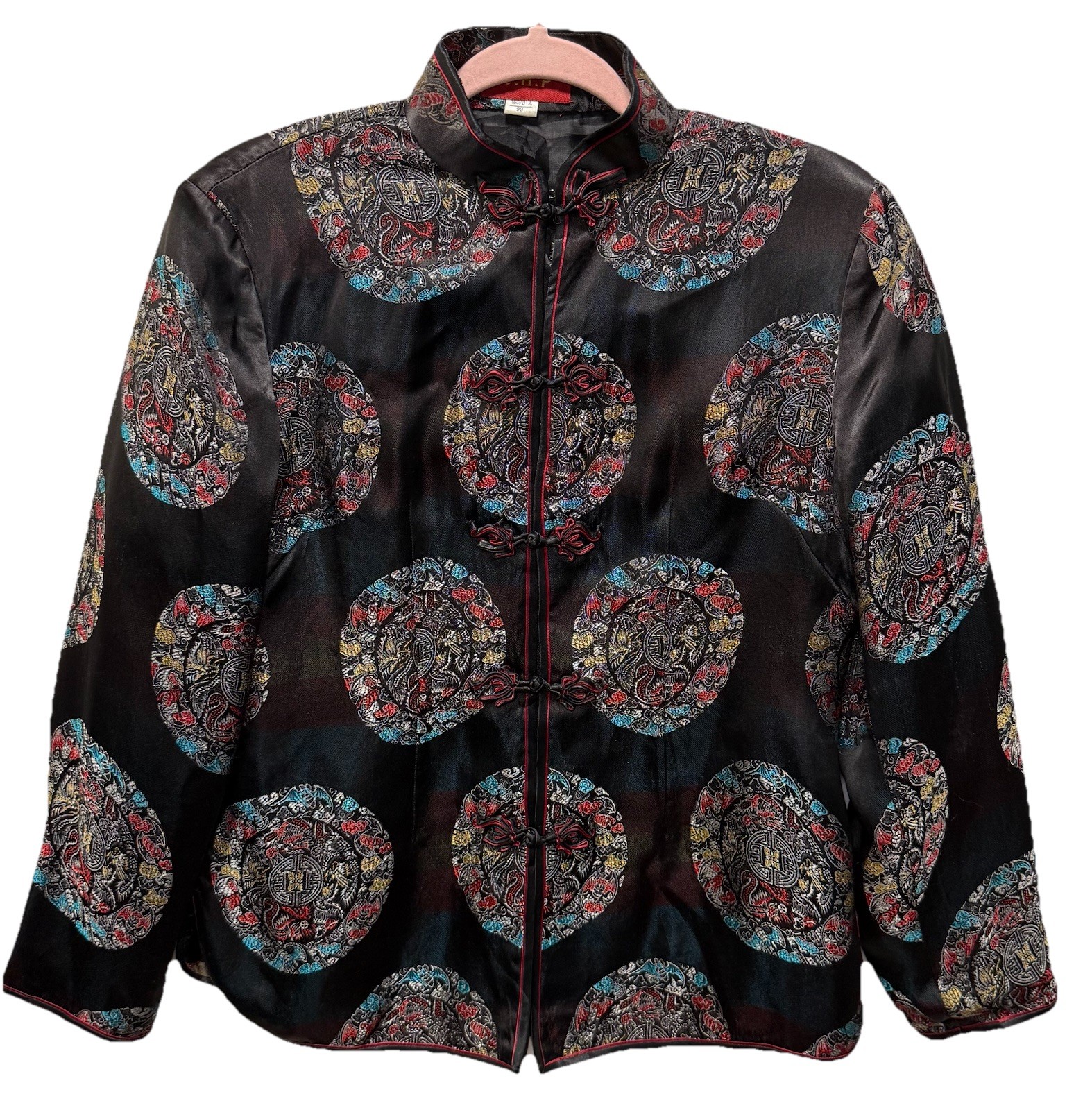 Vintage Silk Black Jacket Asian Style Embroidery Brocade Size Small/Medium Vintage Silk Black Jacket Asian Style Embroidery Brocade Size Small/Medium
