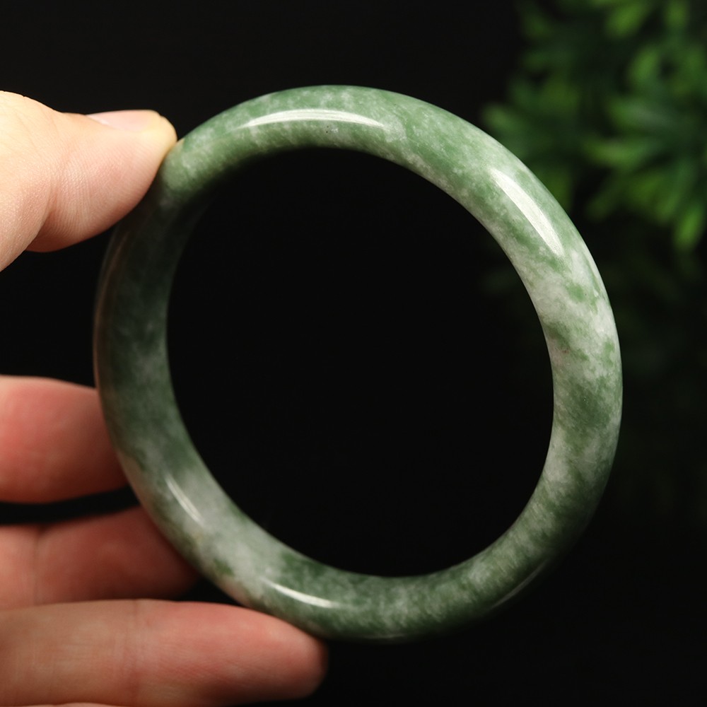 63mm Grade A 100% Natural Green Jade Bangle Bracelet Women\'s Bracelet 33888