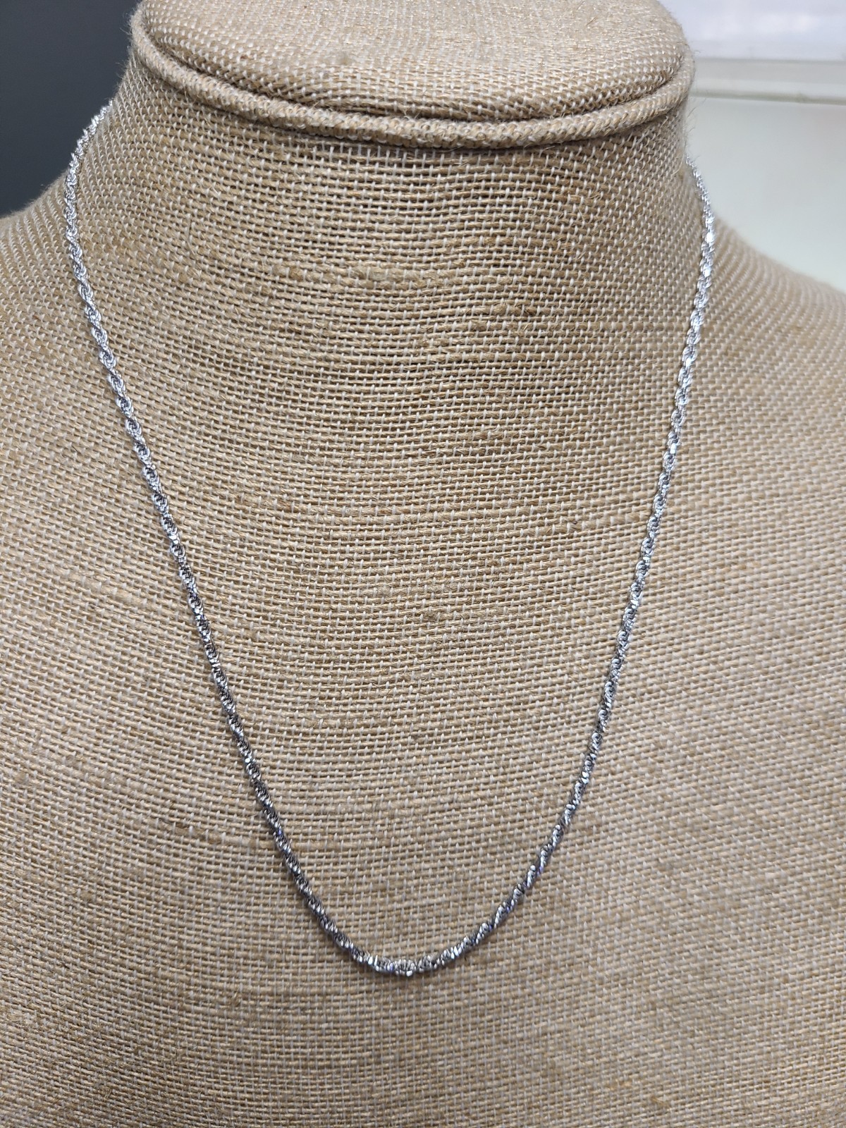 Italian Rope Chain Necklace in Rhodium Over Sterling Silver 8.69 Grams 20 Inches