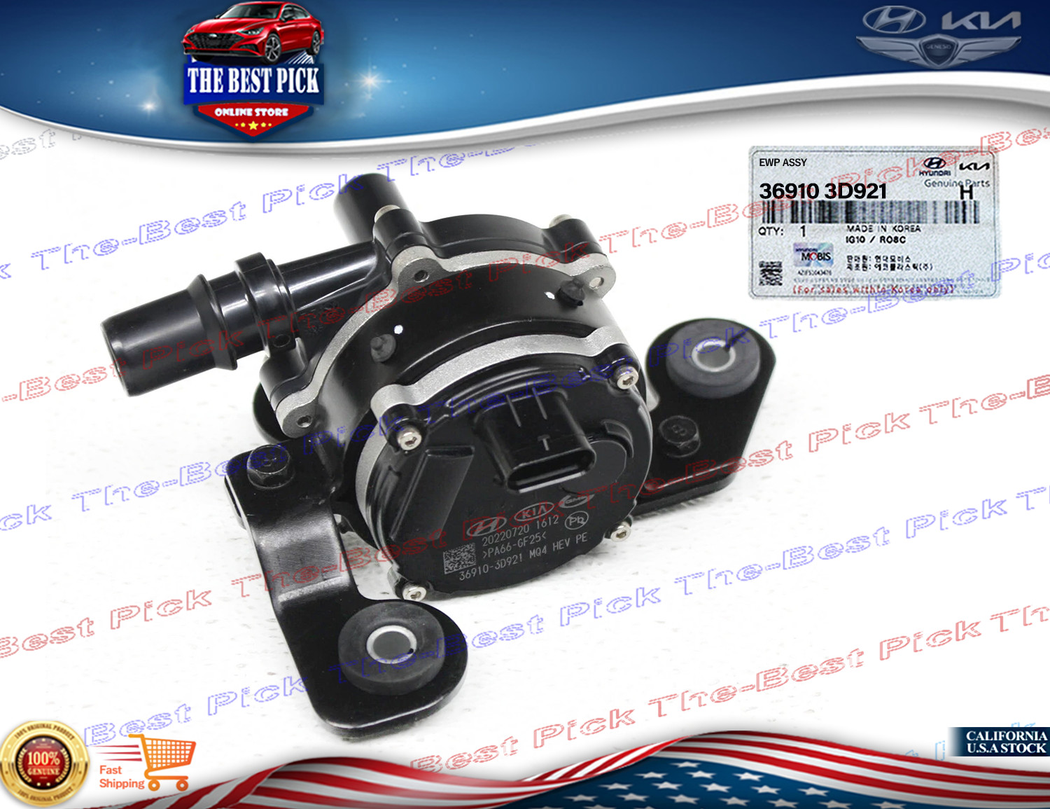 1.6L HYBRID Water Pump ⭐ OEM ⭐ 22-24 Tuscon Santa Fe Sorento Sportage 369103D921
