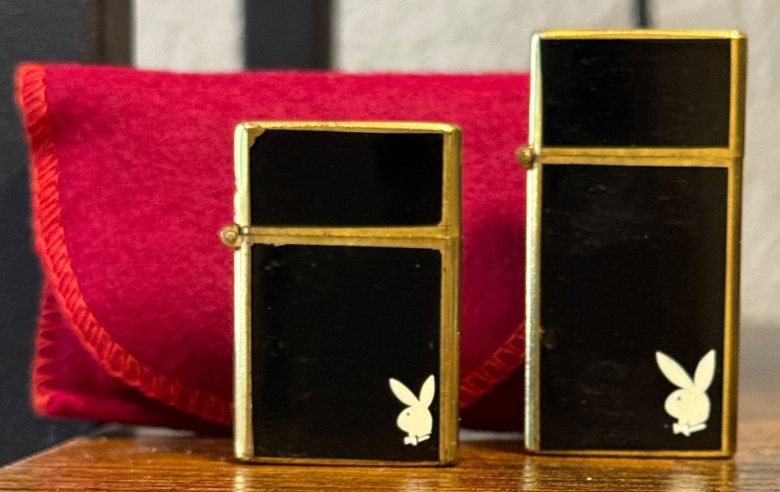 Vintage PLAYBOY Mini Brass Lighter Lot of 2 Set MINIX with Pouch Rare Condition Vintage PLAYBOY Mini Brass Lighter Lot of 2 Set MINIX with Pouch Rare Condition